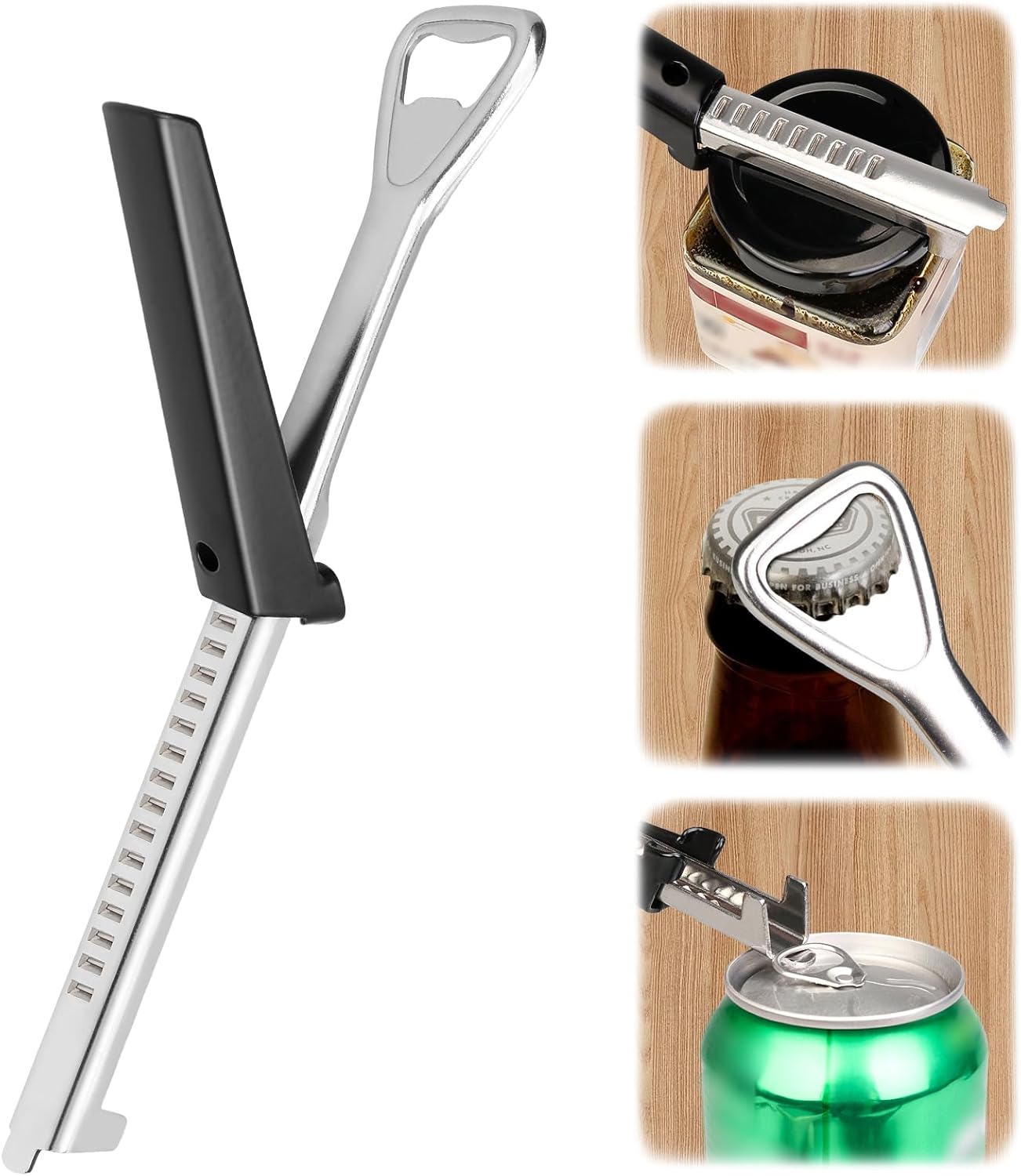 Adjustable Jar Opener for Weak Hands, Multifunctional Stainless Steel Can Openers, Retractable Manual Jar Bottle Cap Jar Lid Gripper for Seniors with Arthritis, Useful Kitchen Gadgets