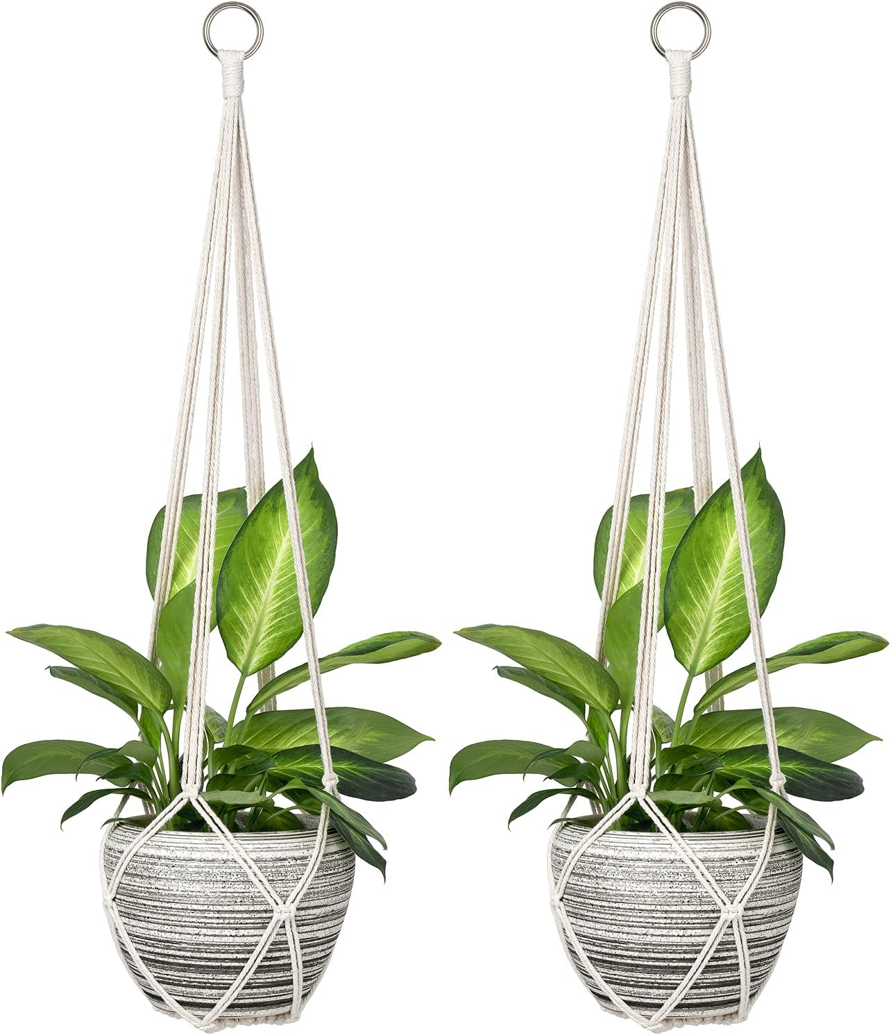 Dahey Macrame Plant Hanger Indoor Hanging Planter Basket Handmade Woven Cotton Rope Flower Pot Decorative Crochet Plant Holder Stand for Boho Home Decor No Tassels,35 Inch,Set of 2