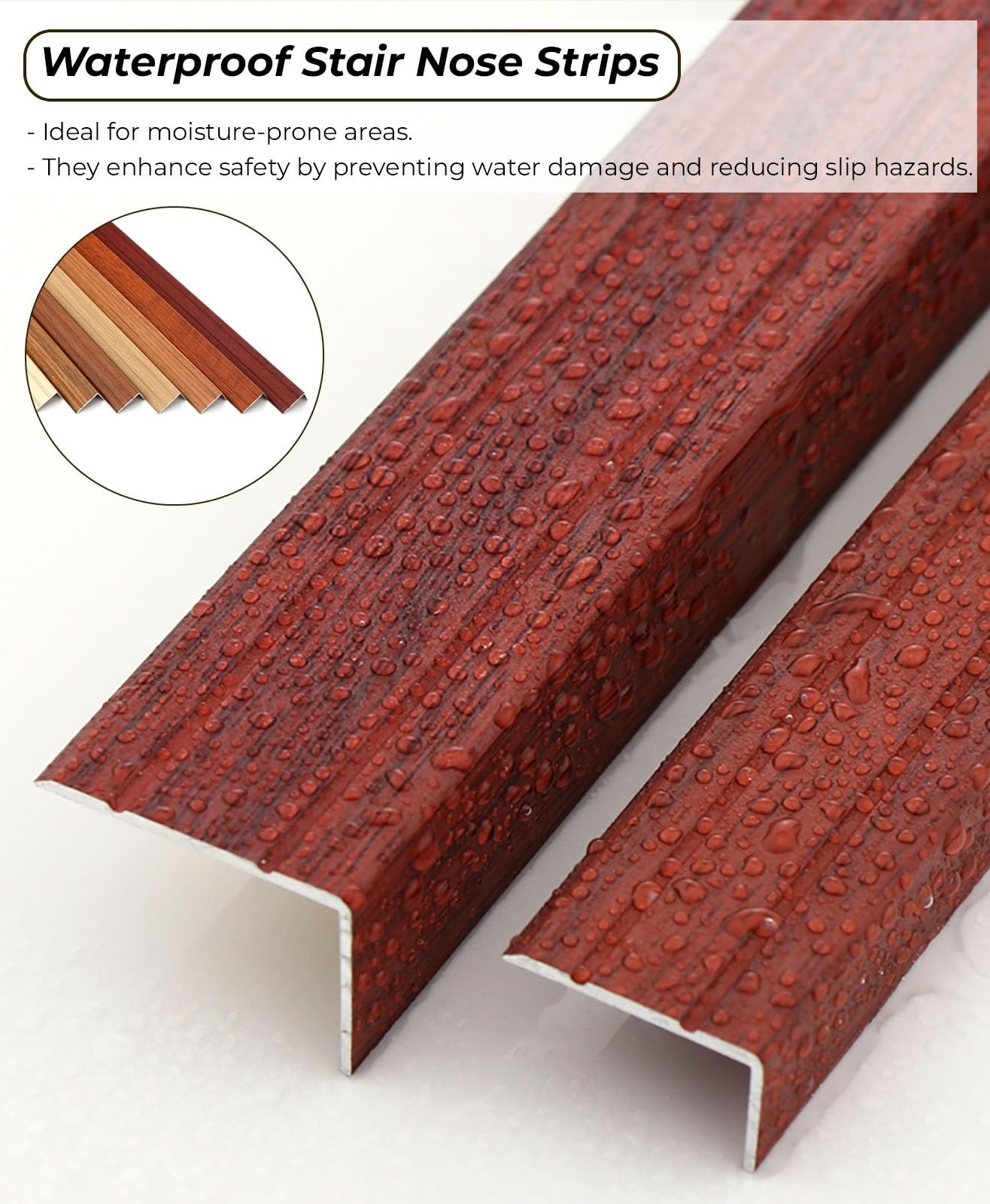 Perfil de Borde Protección Escalón Stair Nosing for Wooden Steps, 69 55 45 35 31 Inches Metal Stairs Edge Profile Trim With Non Slip Surface for Laminate Flooring/Tile/Treads Edging Outpost, Carpete
