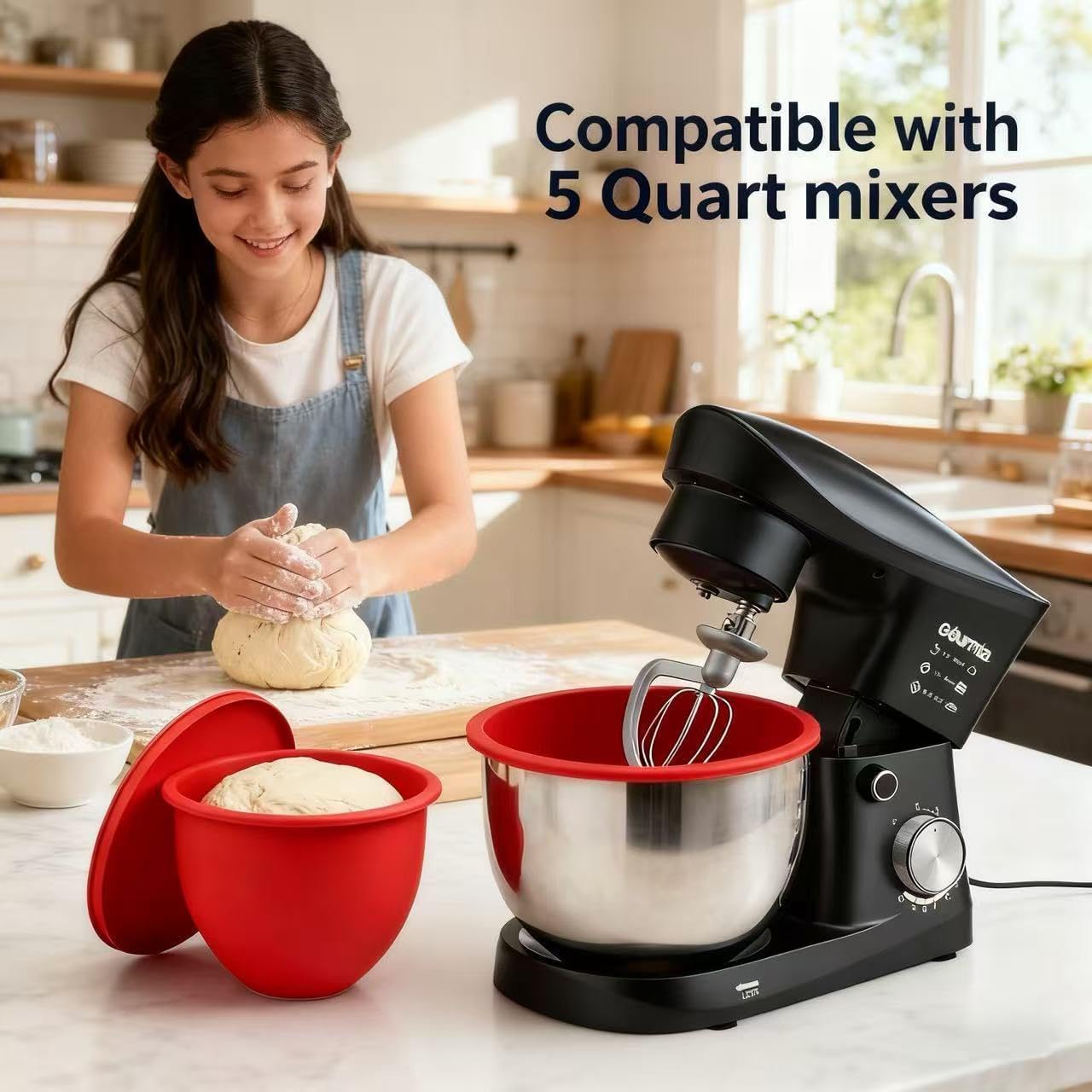 Silicone Liners for Mixers, Mixer Attachments Accessories Replacement Liner Bowls No Longer Needed Tilt Head Quart Stand Convenientto Repl Bowl Kitchen (Black*1)