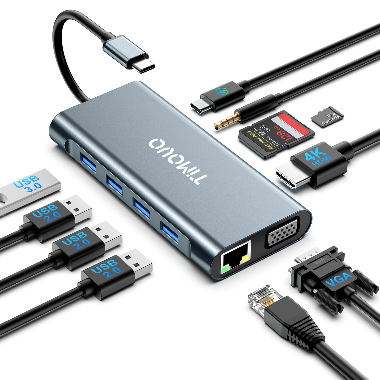 TiMOVO Laptop Docking Station, 11-in-1 USB C Hub per Macbook, Dell, HP