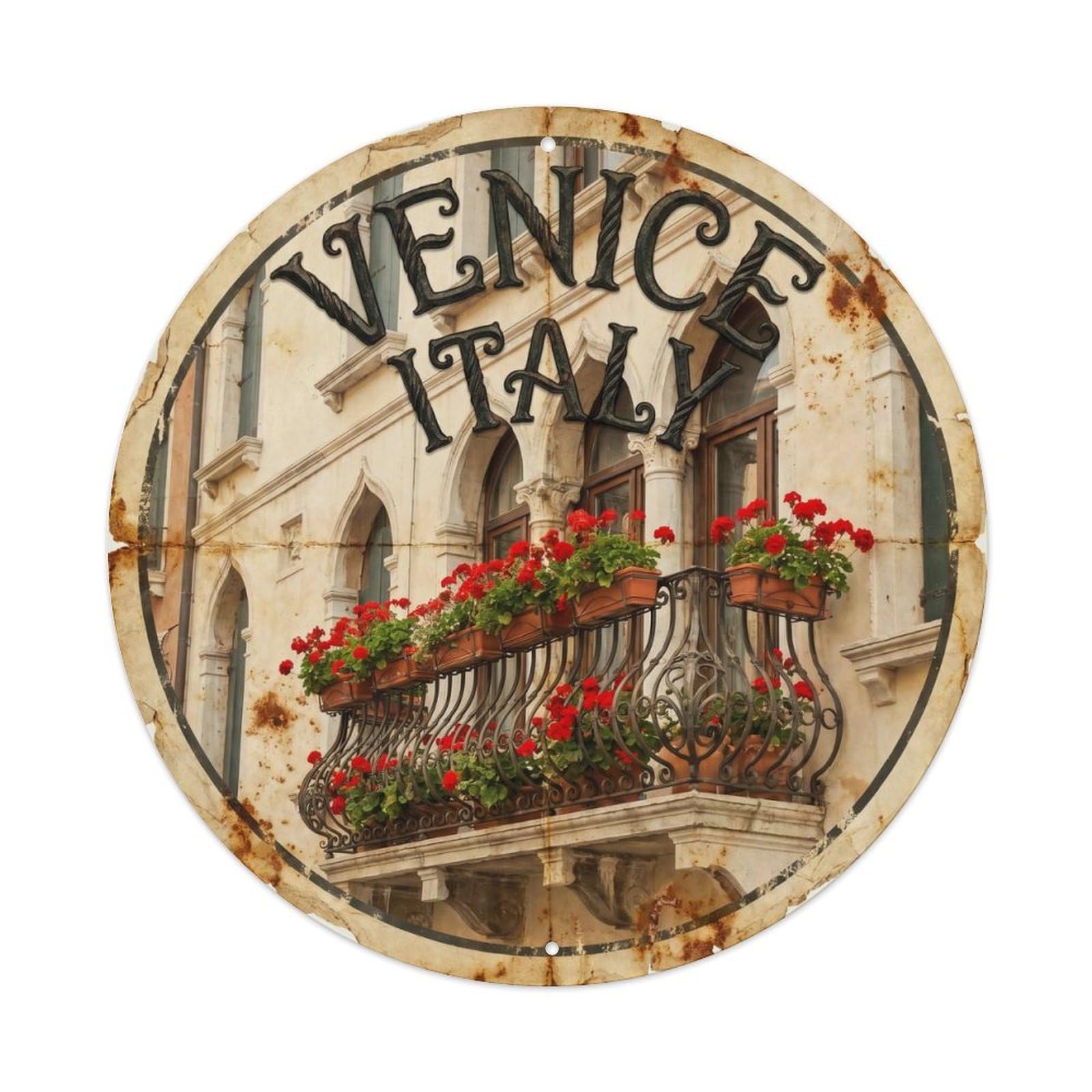 Vintage Travel Italian Palace Heritage Metal Tin Sign Plaque