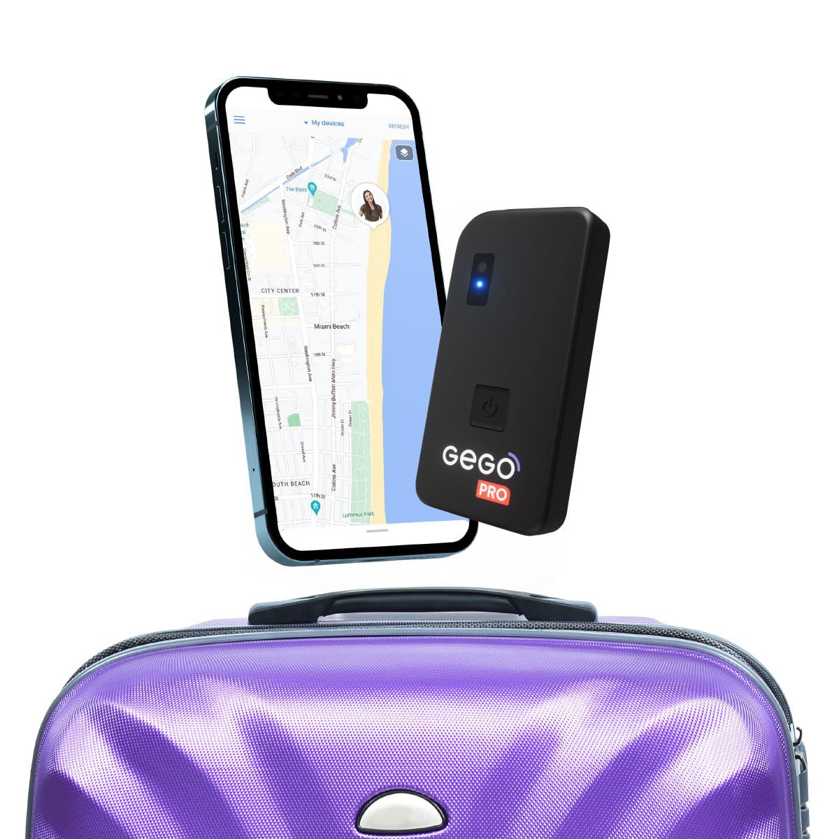 GEGO PRO Luggage Tracker with Bag Opening Alert | Real-Time GPS Tracking, WiFi, GSM & Bluetooth | Long Battery Life | Subscription Required