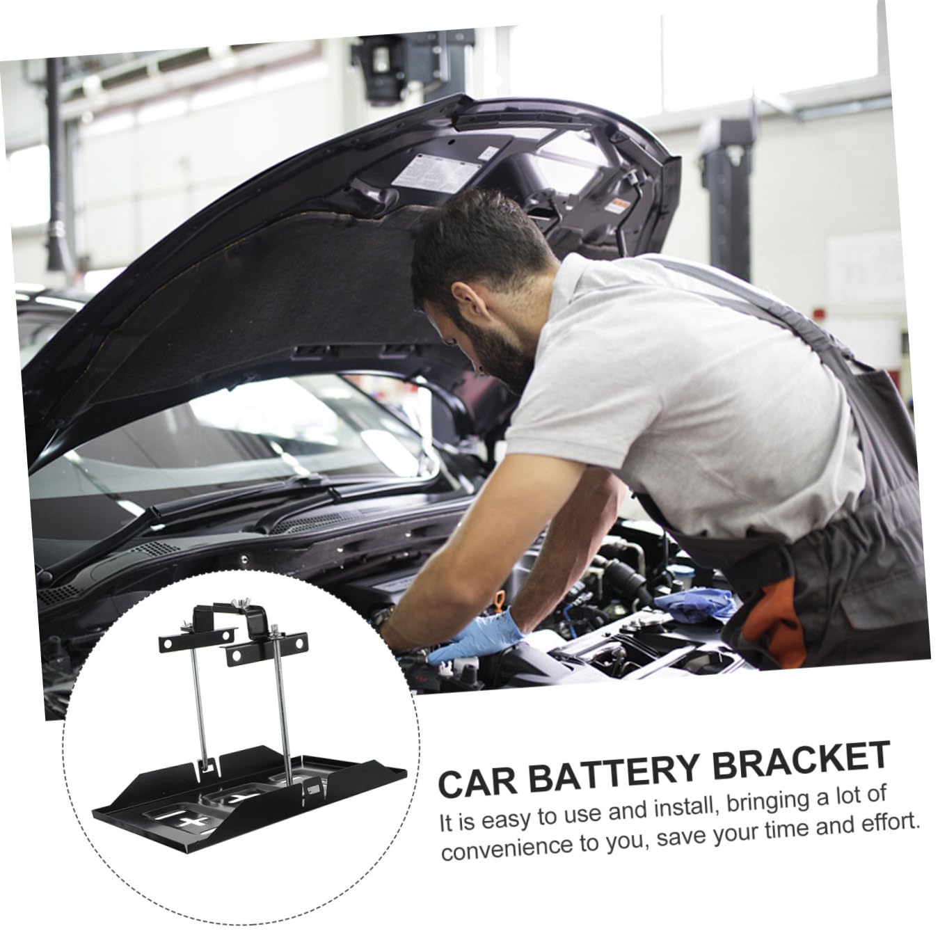 1 Set Support de Fixation en Fer Noir, Batterie de Voiture