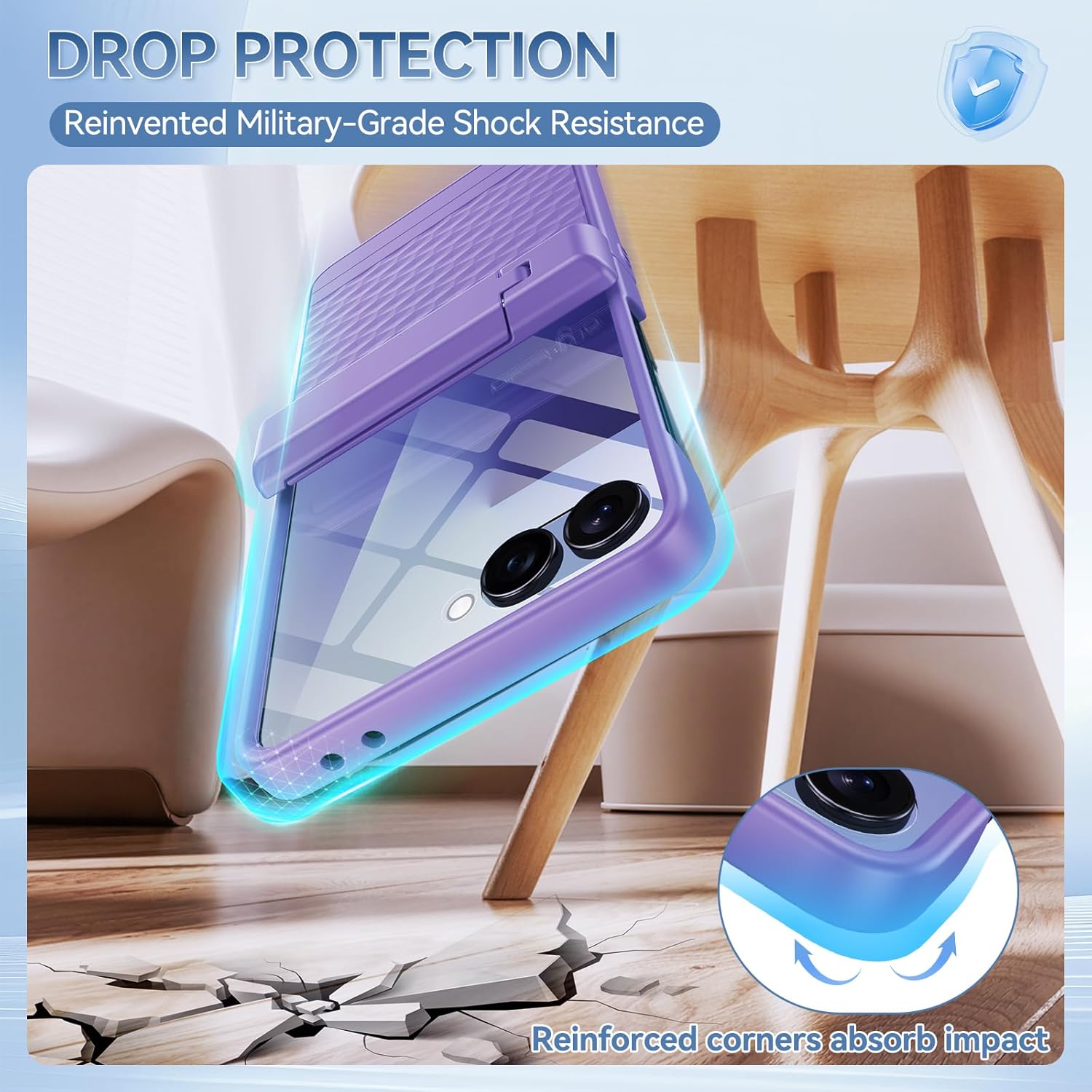 Magnetic for Samsung Galaxy Z Flip 7 Case Fit for MagSafe [Built-in Tempered Screen Protector][Hinge Protection][Kickstand] Military Grade Full Body Cover for Galaxy Z Flip 7,Purple