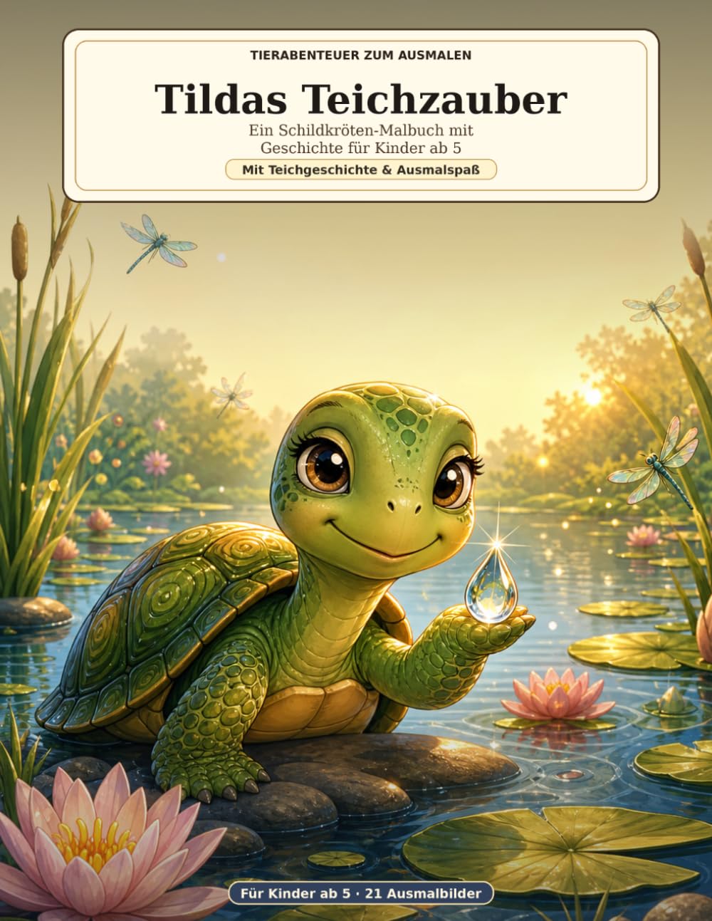 Tildas Teichzauber: Ein Schildkröten-Malbuch mit Geschichte für Kinder ab 5