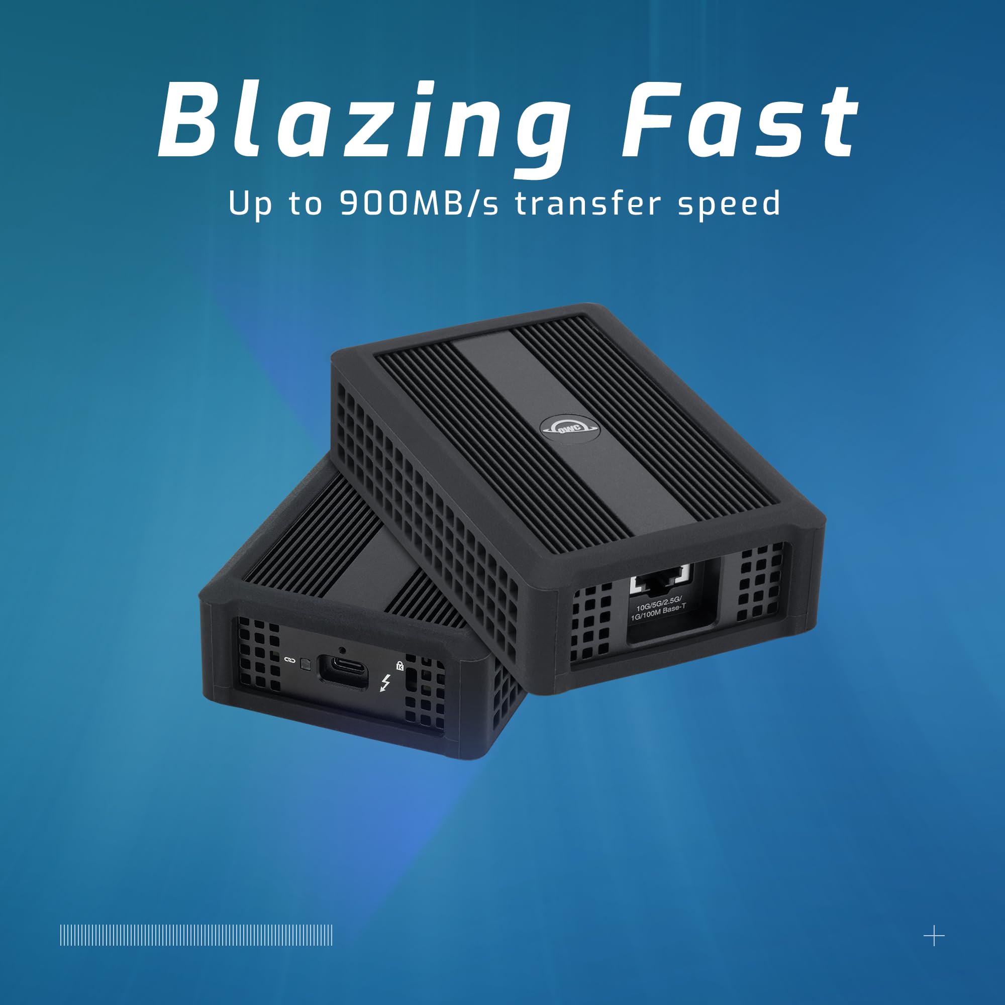 OWC Thunderbolt 4 10G Ethernet Adapter, for High-Speed Network Connections, RJ45 Port Supports 10Gb/s, 5Gb/s, 2.5Gb/s, 1Gb/s and 100Mb/s Base-T, Compatible with Thunderbolt 4 Host Ports