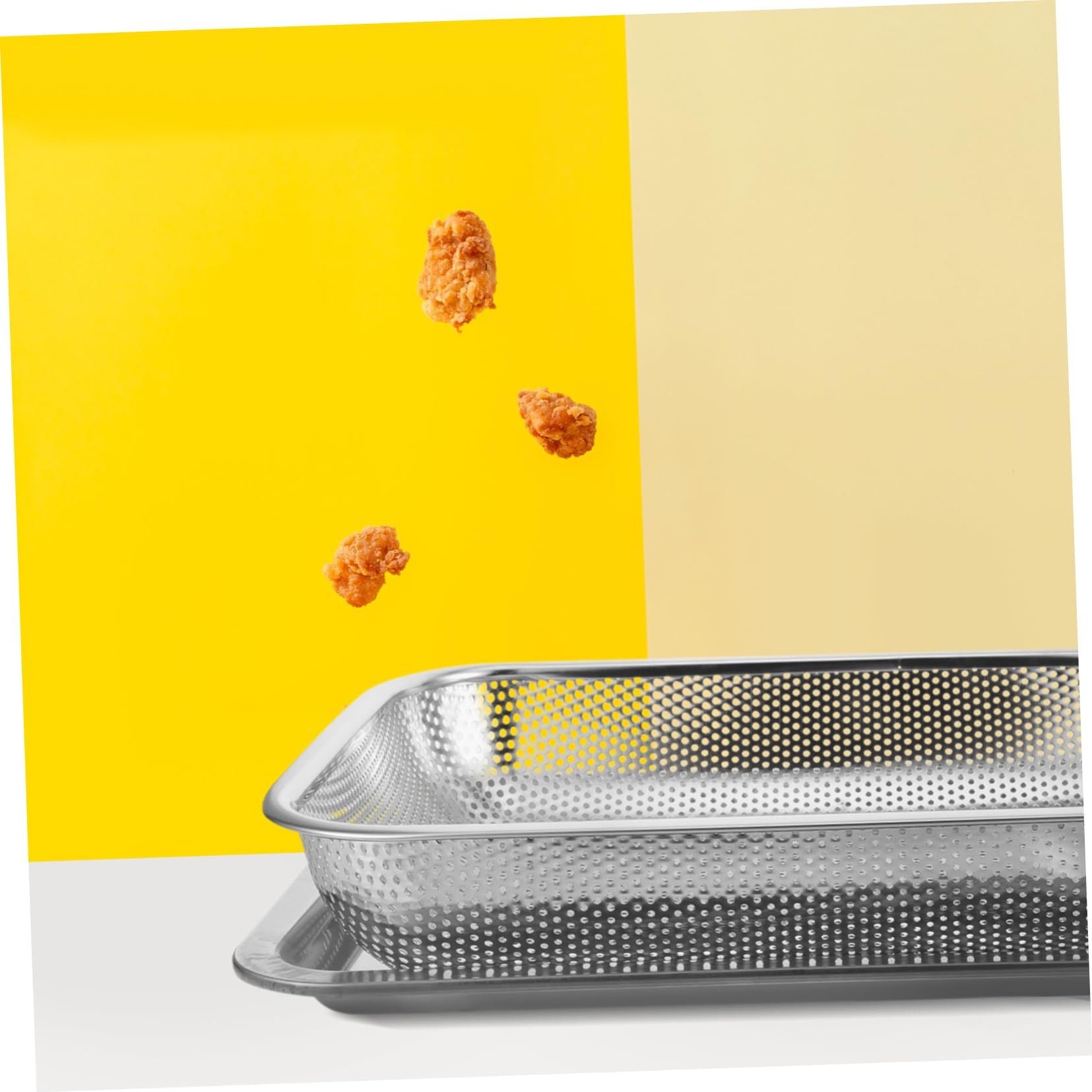Panier à Friture Argenté avec Plateau, en Acier Inoxydable