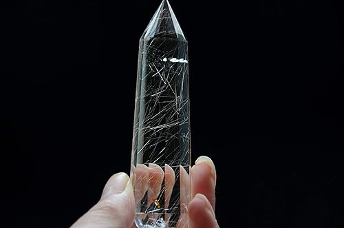 Miniatura 5 de Cuarzo de cristal rutilado transparente del Himalaya tibetano real de alta altitud, 12 caras, Vogel de 4.25 pulgadas, curación espiritual para reiki