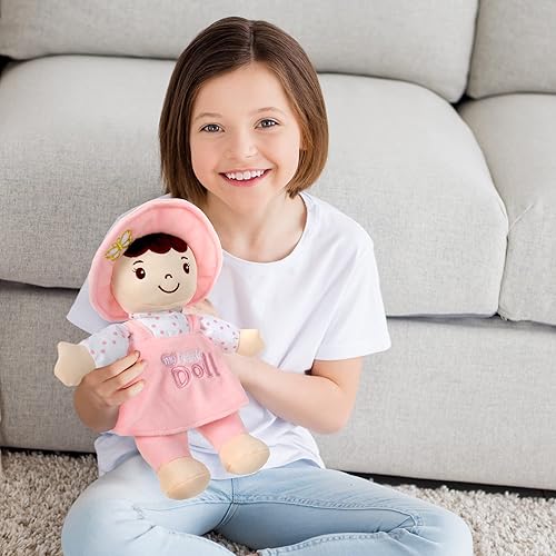 Miniatura 6 de Linzy Felpa, My First Doll con sombrero, muñeca de bebé de felpa súper suave, segura para todas las edades, Mi Primera Muñeca, muñeca de peluche de