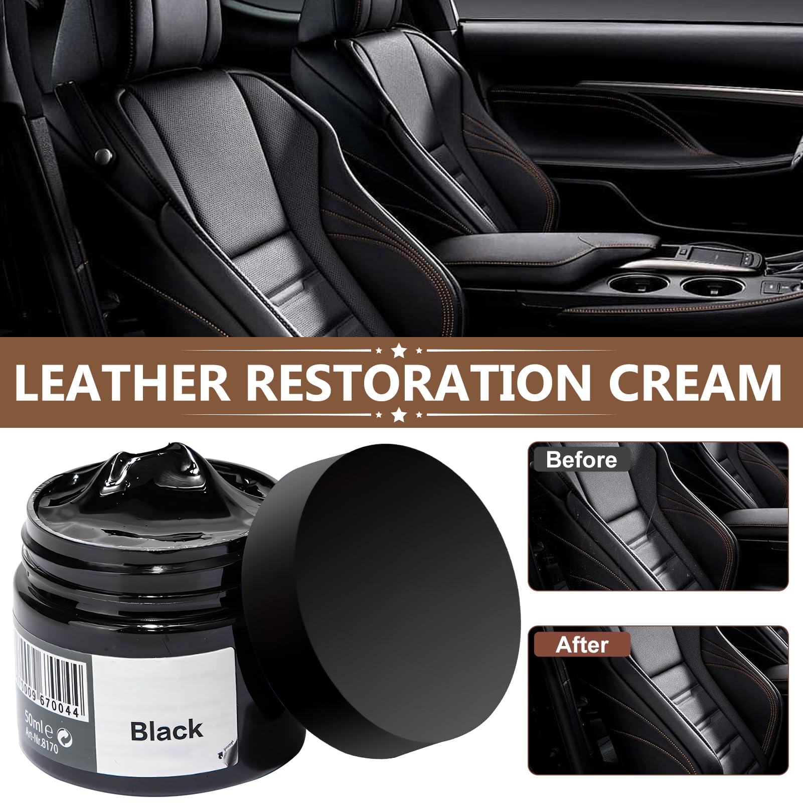 Flüssigleder-Reparatur Set – Für Autositze, Sofas, Jacken, Taschen, Schuhe (schwarz)