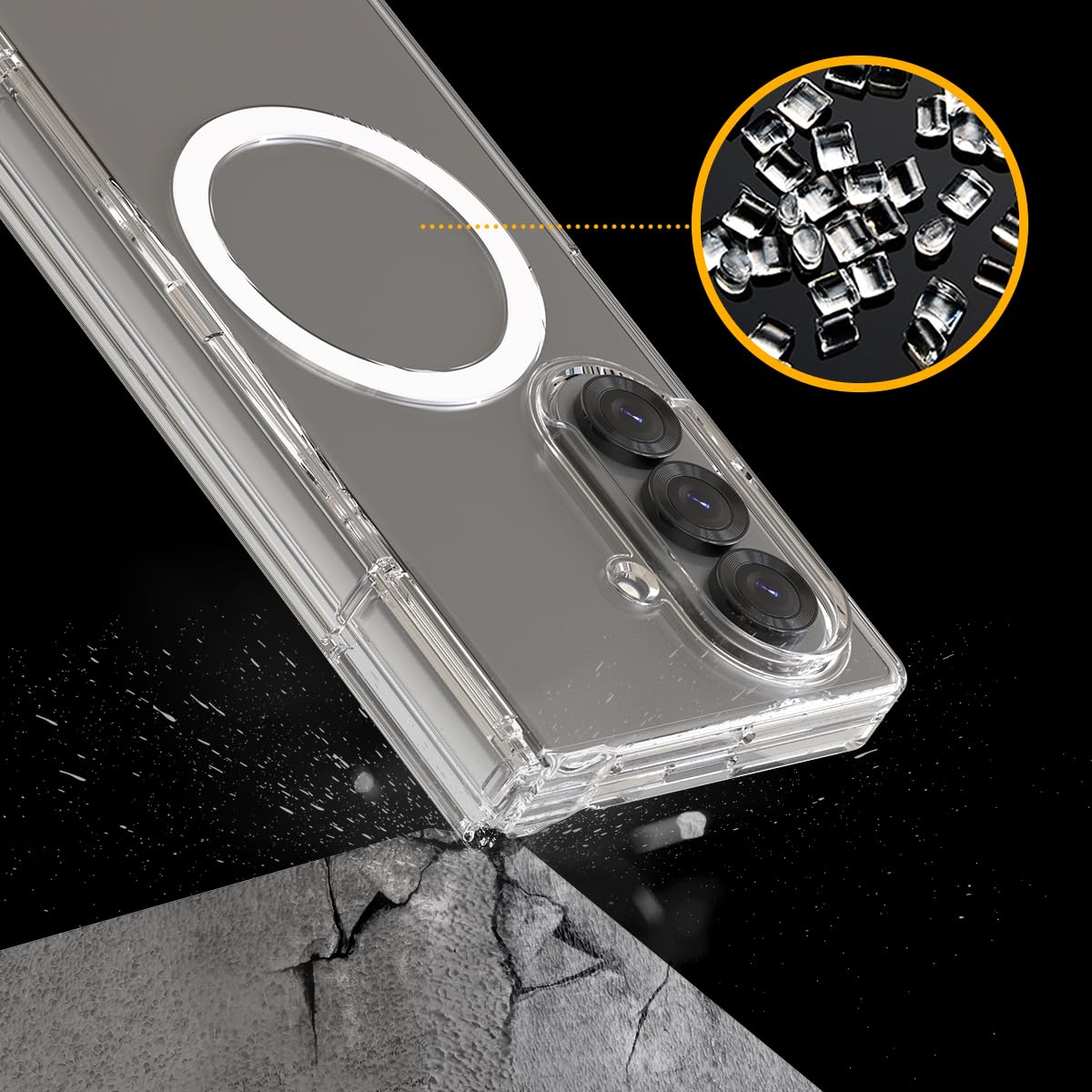 araree Nukin 360 M - Funda para Galaxy Z Fold 7, funda delgada magnética lista para Qi2, protección de bisagra de cuerpo completo, cubierta dura a prueba de golpes (transparente mate, Galaxy Z Fold 7)