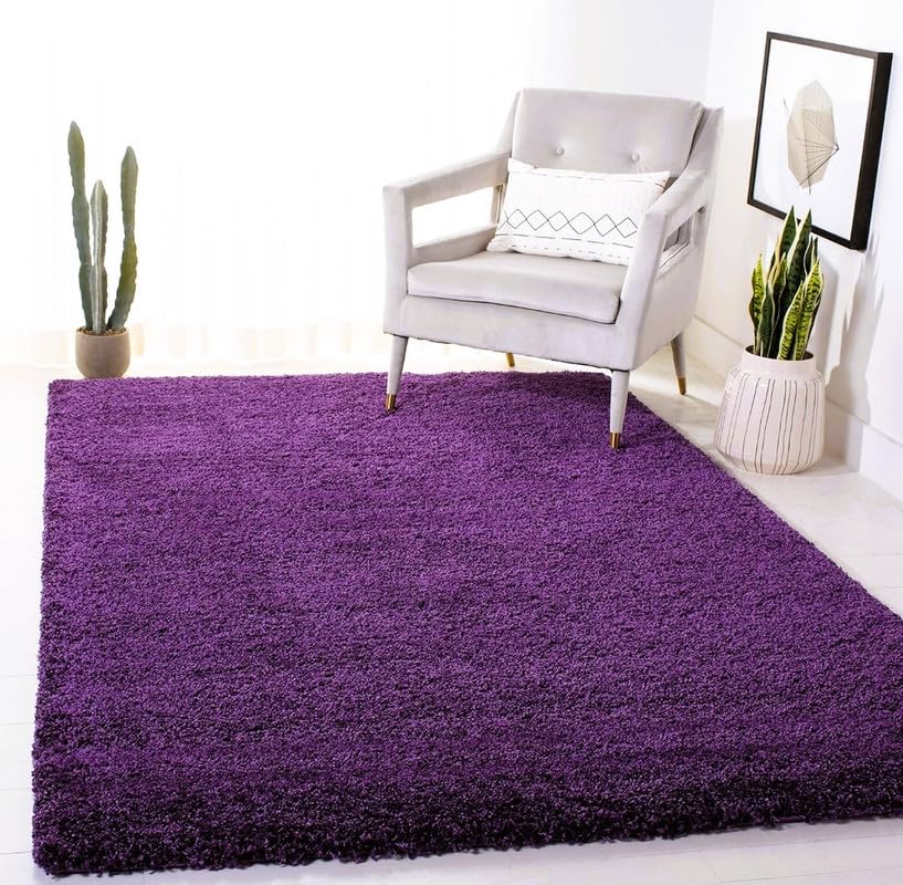 Image of Polyester Fluffy Fur Rugs & Modern Shaggy Floor Carpets for Living Room,Sofa Area,Hall,Kids Room,Guest Room | Elegent Bedside Runners for Besdroom(5X8 Feet Purple)