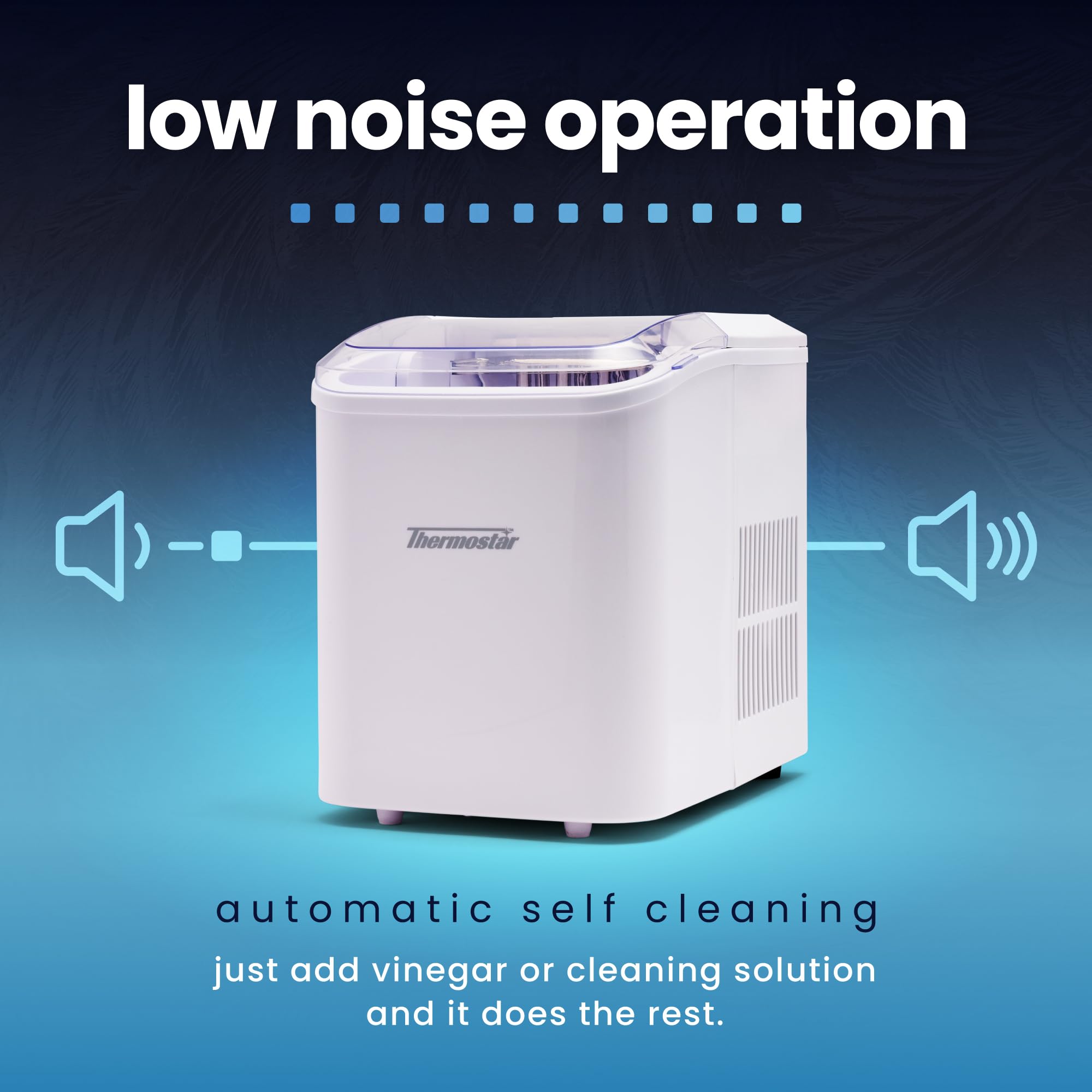 Nostalgia ThermoStar Automatic Self-Cleaning Portable Electric Countertop Ice Maker Machine, 26 Pounds In 24 Hours, 9 Ice Cubes Ready In 7 Minutes, With Ice Scoop And Basket, White on Fridge.com - View 5