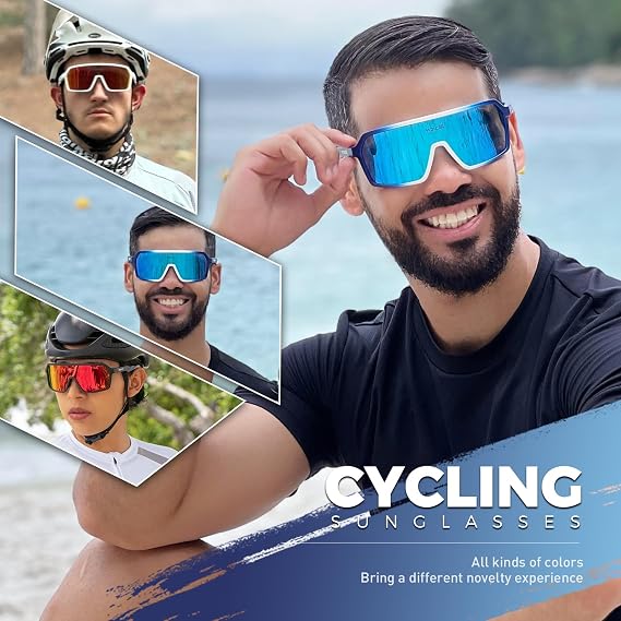 SCVCN Polarized Cycling Glasses Sport Sunglasses MTB BMX Men Women Running Driving Fishing Golf S61