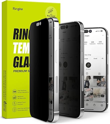 Ringke Vidrio de privacidad [antiespía] compatible con iPhone 14 Pro protector de pantalla de 6.1 pulgadas, vidrio templado de cobertura completa