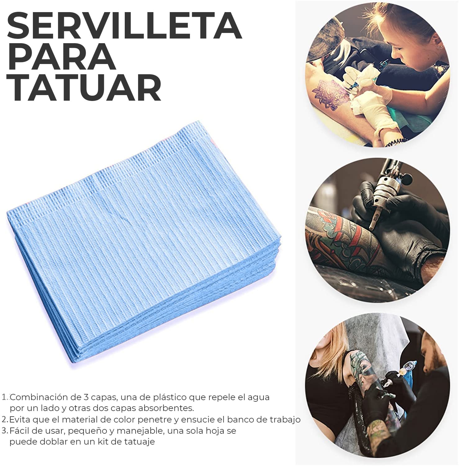150 pezzi di bavaglini dentali, bavaglini monouso premium usa e getta, coprisedili per tatuaggi, vassoio per tatuaggi pulito, forniture per tatuaggi multiuso, blu