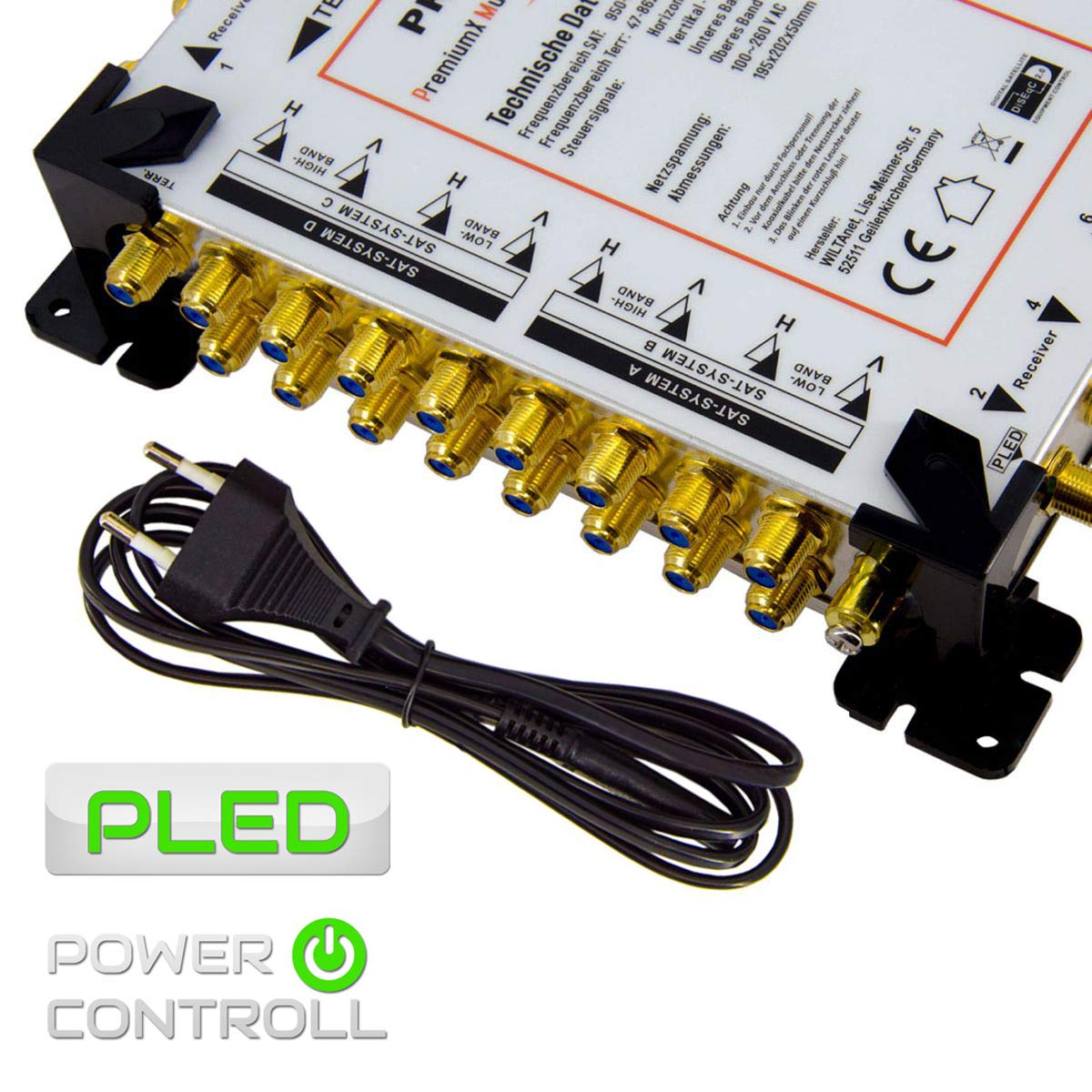 Premium X Multischalter Set 17/8 Multiswitch 48x F-Stecker, Satverteiler 4 SAT für 8 Teilnehmer