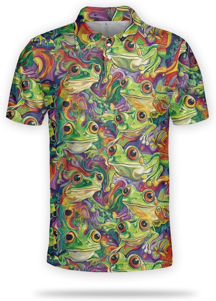 Frog Polo Shirts for Men Women - Animals Mens Golf Polo Shirts Short Sleeve Dry Fit Casual Tennis T-Shirt
