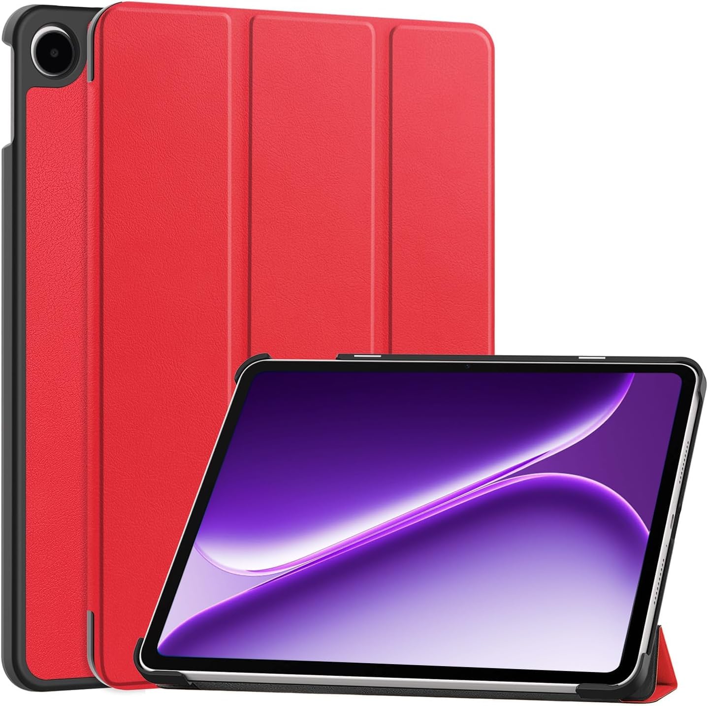 Gruattreay Tablet Case Compatible with OnePlus Pad Go 2/OPPO Pad Air5 12.1 inch Tri-Fold Smart Tablet Case,Hard PC Back Shell Slim Case Multi- Viewing Angles Stand Folio Case (Red)