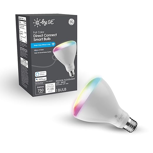 C by GE Full Color Direct Connect LED BR30 Smart Light Bulbs (2 Color Changing Light Bulbs), 65W Replacement with Bluetooth and Wi-Fi, Works With Alexa + Google Home without Hub (Packaging May Vary)