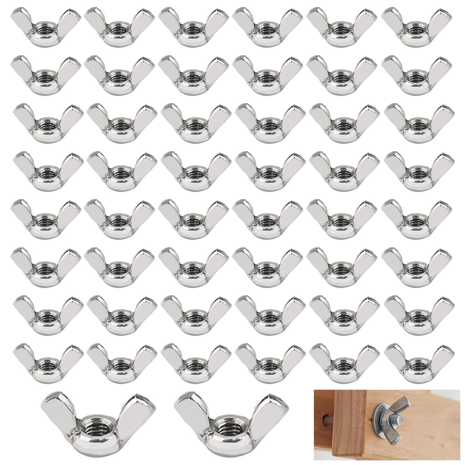 Tuercas de Mariposa, 50 piezas Tuercas de Mariposa M6 Acero Inoxidable, Tuerca de Mariposa M6, Tornillos de Mariposa de Acero Inoxidable, para Herramientas de Bricolaje Equipo Electrónico Hardware