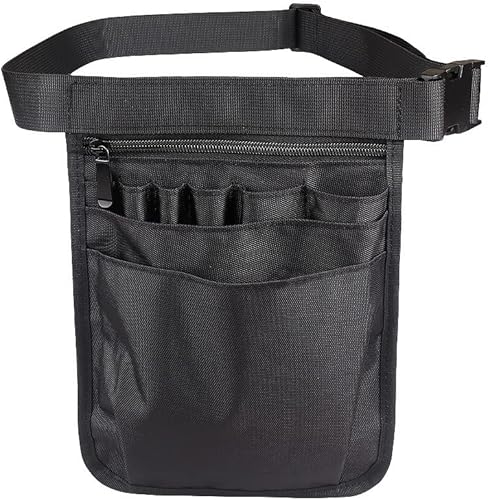 Medical Organizer Belt for Nurse, Multi-Compartment Nurse Fanny Pack Storage Waist Bag Pouch for Medical Scissors Care Kit Tool,Black