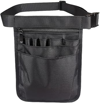 Medical Organizer Belt for Nurse, Multi-Compartment Nurse Fanny Pack Storage Waist Bag Pouch for Medical Scissors Care Kit Tool,Black