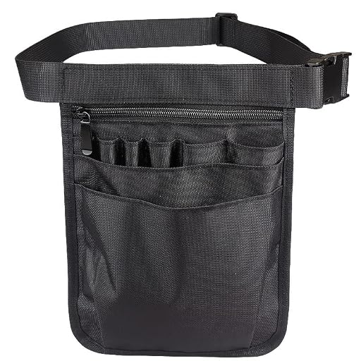 Medical Organizer Belt for Nurse, Multi-Compartment Nurse Fanny Pack Storage Waist Bag Pouch for Medical Scissors Care Kit Tool,Black