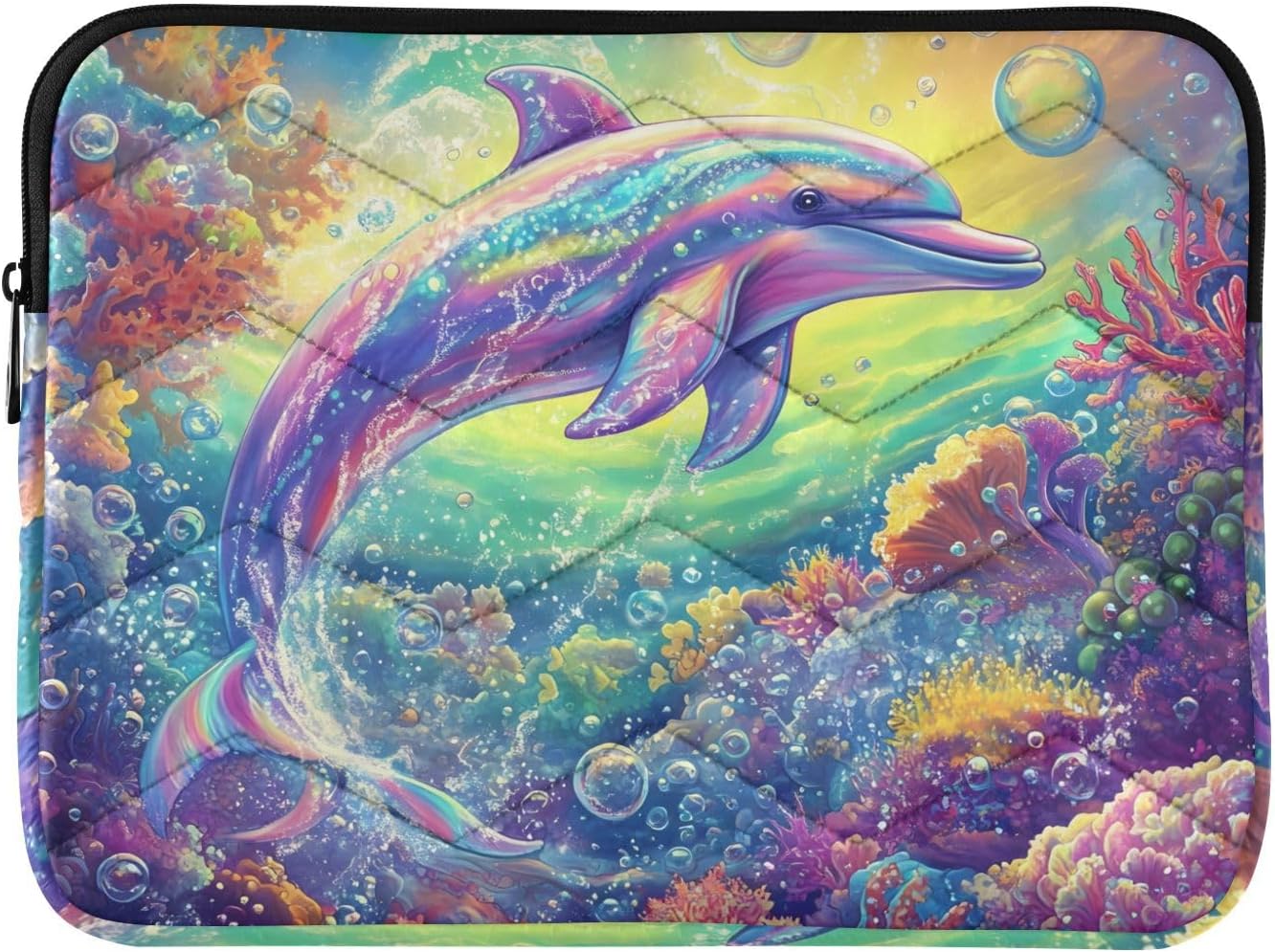 ALAZA Colorful Dolphin Laptop Sleeve Case 13 inch, 13.3 in, Computer Cases for Pad Tablet, Waterproof Briefcase Bag