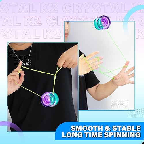Miniatura 4 de MAGICYOYO Yoyo K2 Crystal Responsive para niños principiantes con rodamiento Yo Yo Yo extra insensible, truco profesional de plástico para adultos +