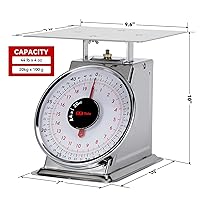 Vista 6 de Tada Báscula mecánica de cocina de acero inoxidable de 44 libras, báscula de alimentos resistente con control de porciones, báscula de alimentos