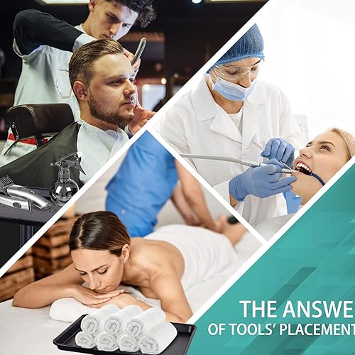 Miniatura 8 de Bandeja de salón con ruedas, bandeja enrollable ajustable para estilista con ruedas, bandeja de tatuaje de aluminio de alta calidad, adecuada para