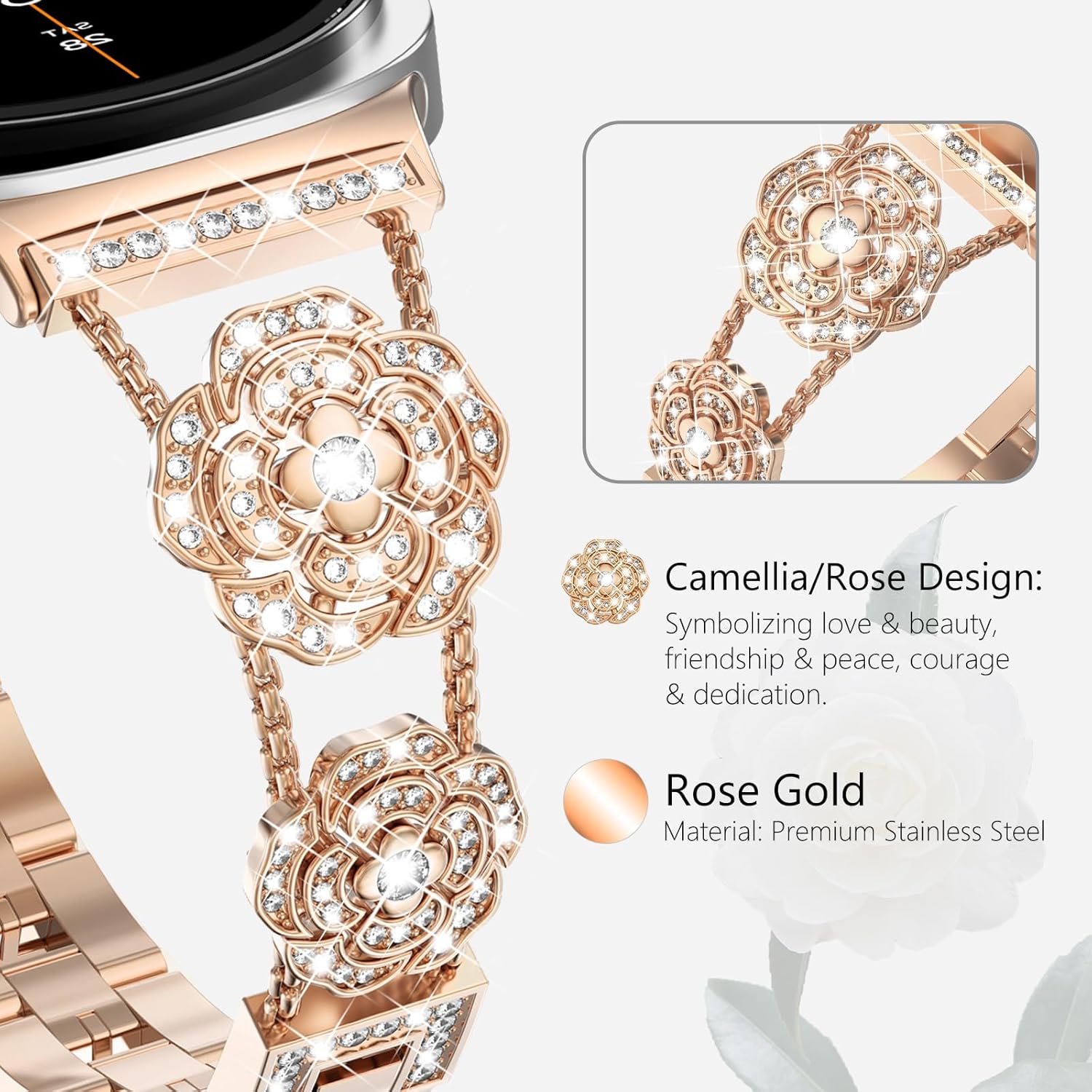 WINGLE for Galaxy Watch 8/8 Classic Band 40/44/46mm Galaxy Watch 7 6 5 4 FE Band 40mm 44mm Samsung Watch 5 Pro Bands 45mm, Women Bling Sparkling Diamond Bands for Watch 6/4 Classic 43mm 47mm 42mm 46mm - Image 3