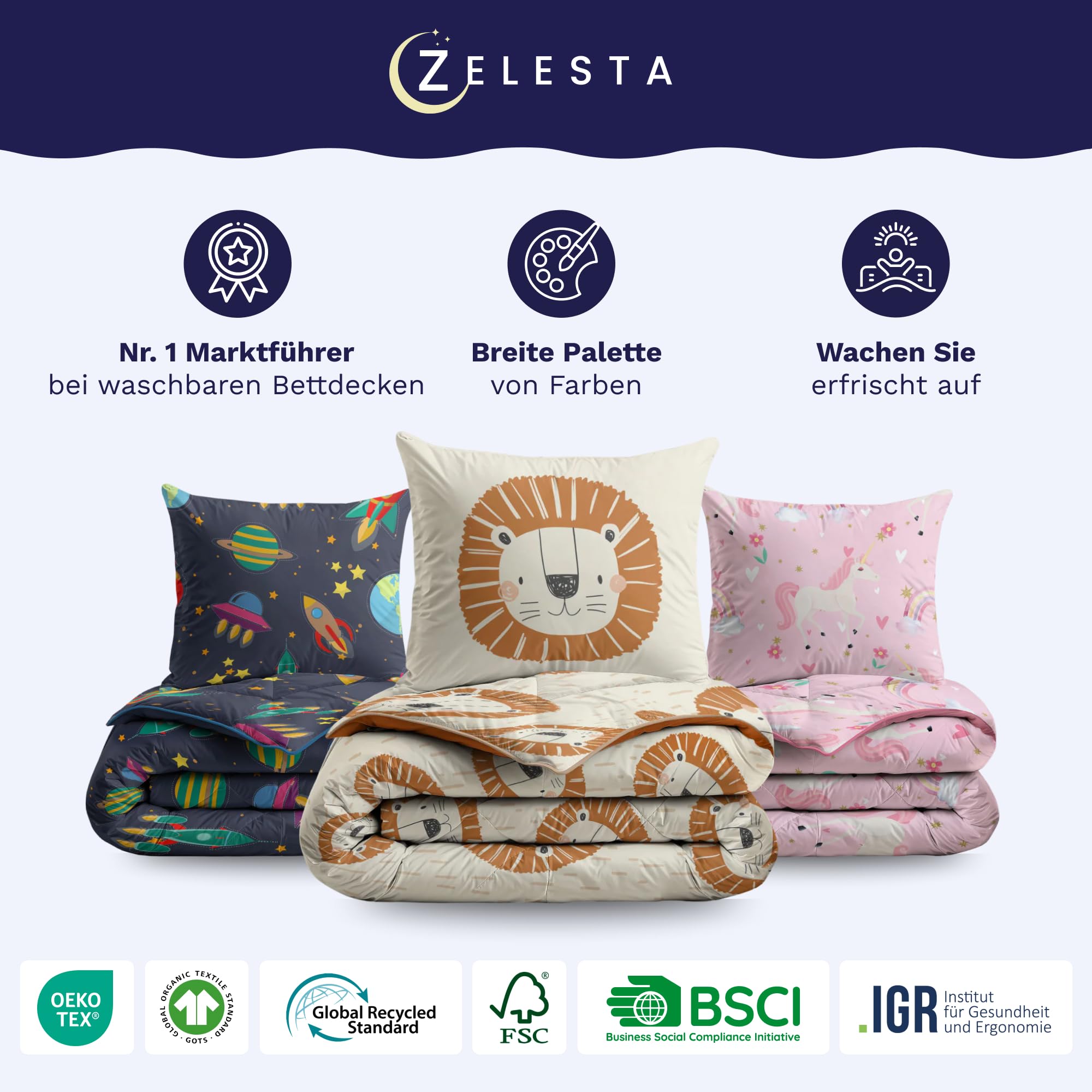 Zelesta Kiddybed kinderbettwäsche 135x200 4 Jahreszeiten - Bettwäsche winterdecke und Sommer-Bettdecke - Waschbare kinderdecke ohne Bezug - Kinderbettdecke mit Muster (Party Lama)