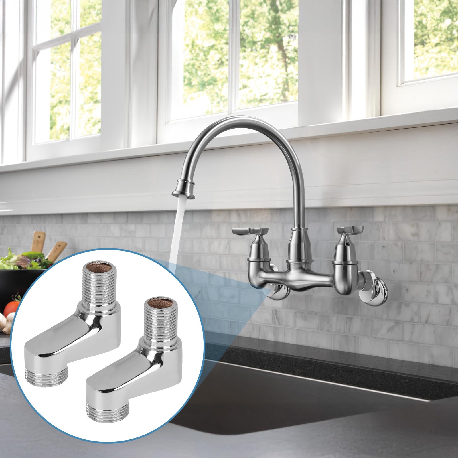 LALAGO 2 piezas Conexión en S G1/2 a G3/4, Prolongación de Grifo Alcance Ajustable 75-225mm, Adaptador para Grifería de Ducha Latón Macizo para Grifos Murales de pie de Garra Bañeras