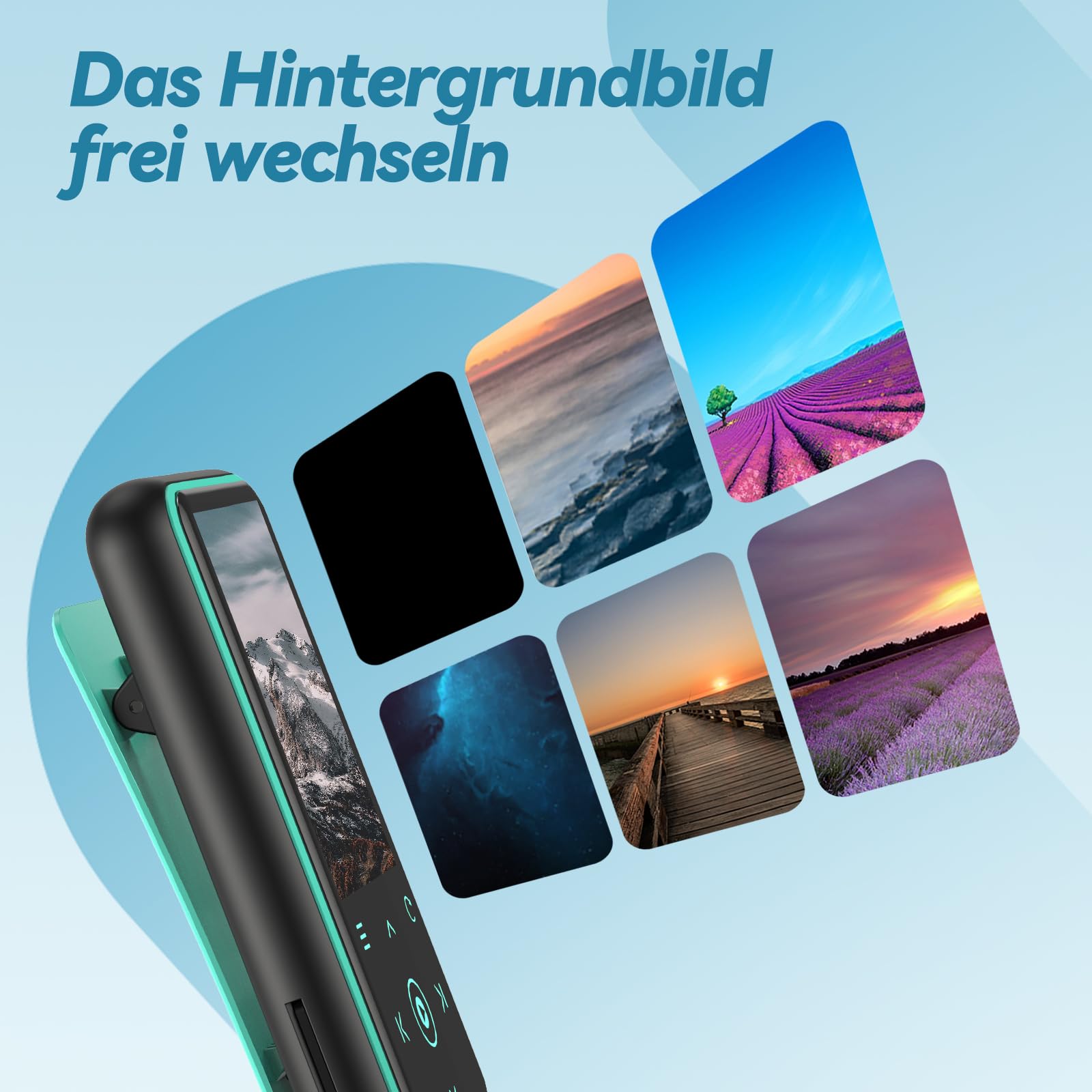AGPTEK 64GB MP3 Player mit Sport Clip, Bluetooth 5.3 Player mit 1,8 Zoll TFT Farbbildschirm, Mini Musik Player mit Touch-Tasten, FM Radio, Schrittzähler, unterstützt bis 128GB SD Karte, Blau