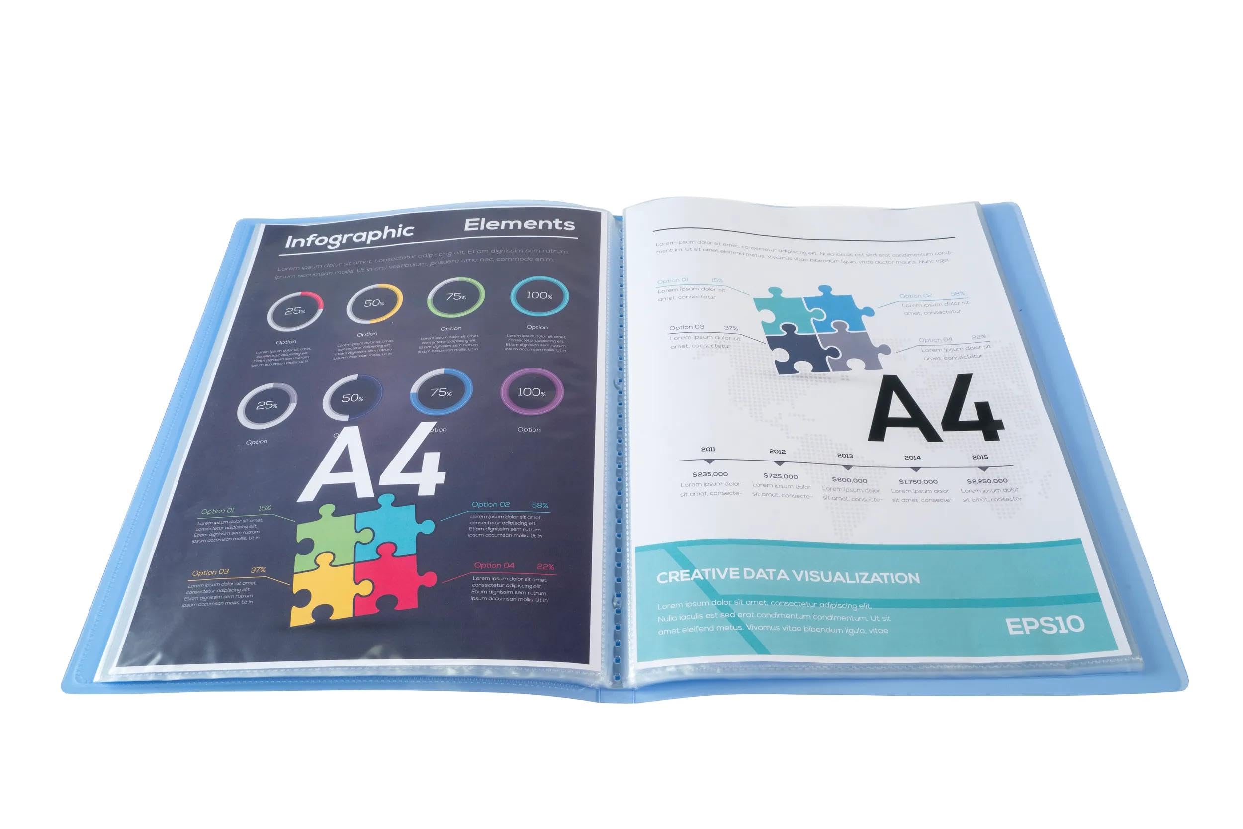 Exacompta 5799E 8er Pack Sichtmappe KreaCover aus Kunststoff DIN A4 mit 100 Klarsichthüllen, 200 Sichten, Tasche am Vorderdeckel zum selbstgestalten, Aktenhülle, Prospekthülle, farbig sortiert
