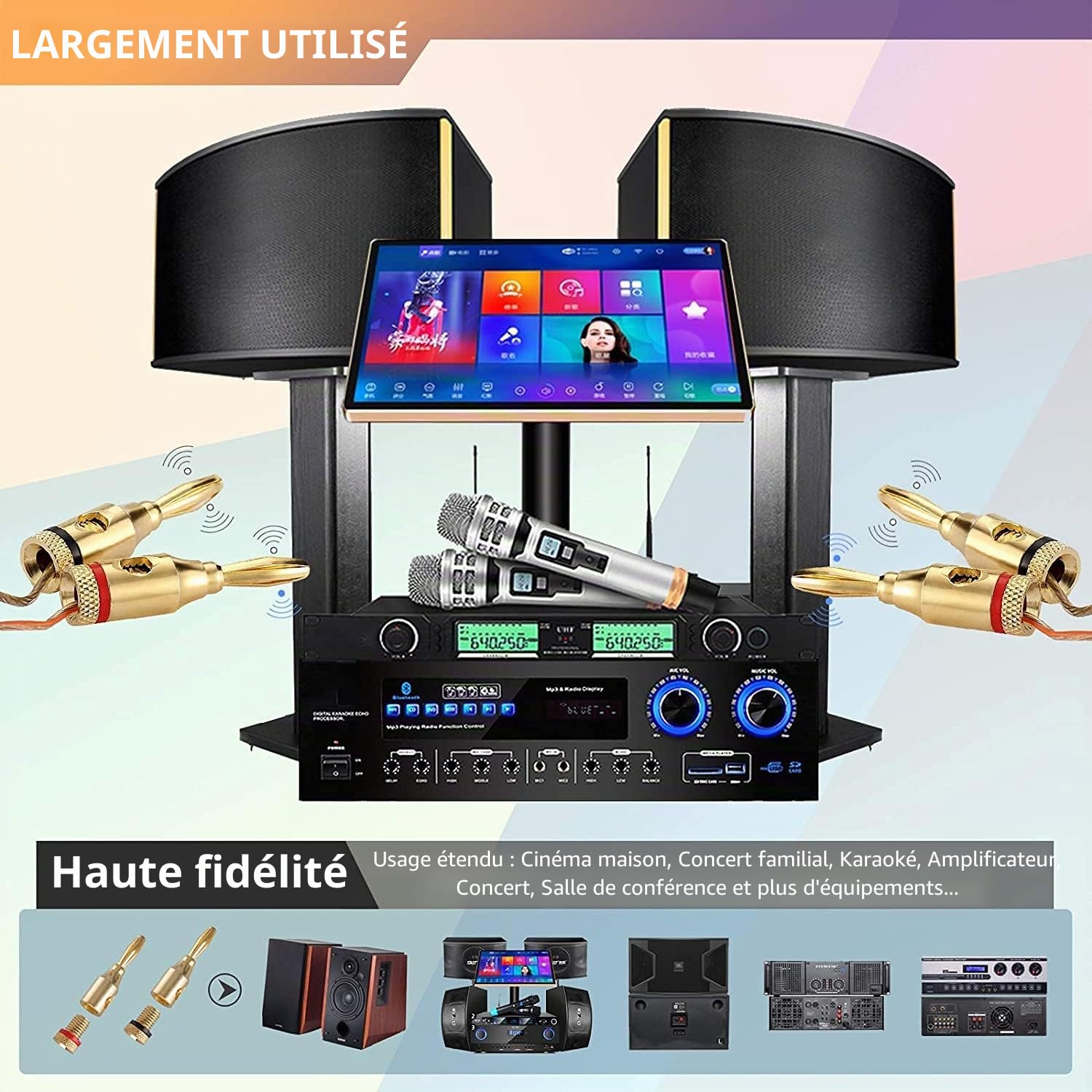 Greluma 10 Pièces Fiches bananes pour haut-parleur, fiches de haut-parleur 4 mm, connecteurs de câble de haut-parleur pour fil de haut-parleur, cinéma maison, plaques murales