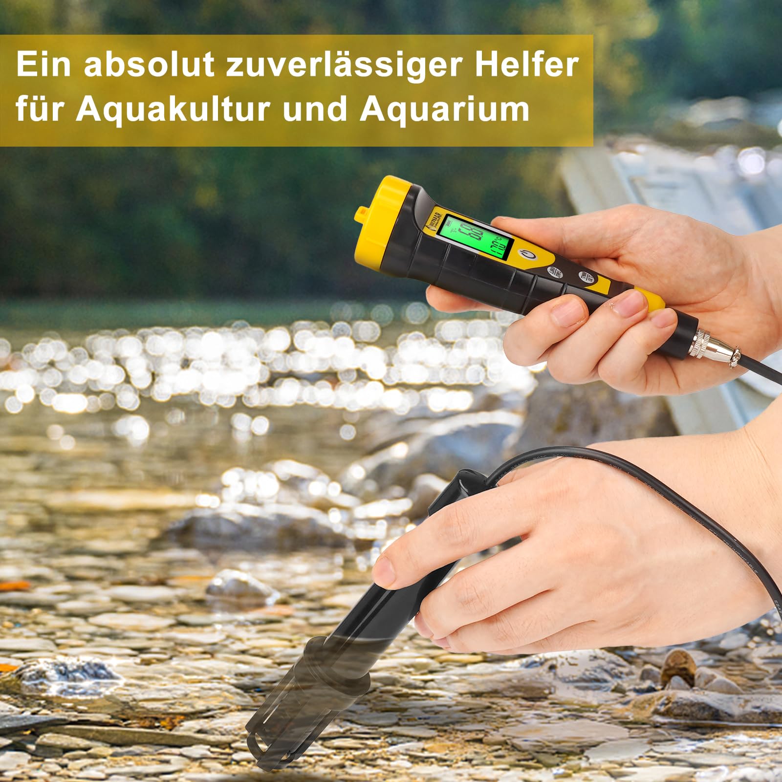 Messgerät für Gelösten Sauerstoff Tragbares Testkit für Gelösten Sauerstoff | Digitales Do Meter mit 3.6 Fuß Elektrode, für Teiche, Aquarien, Aquakultur mit Messbereich 0.0-40.0 Mg/L
