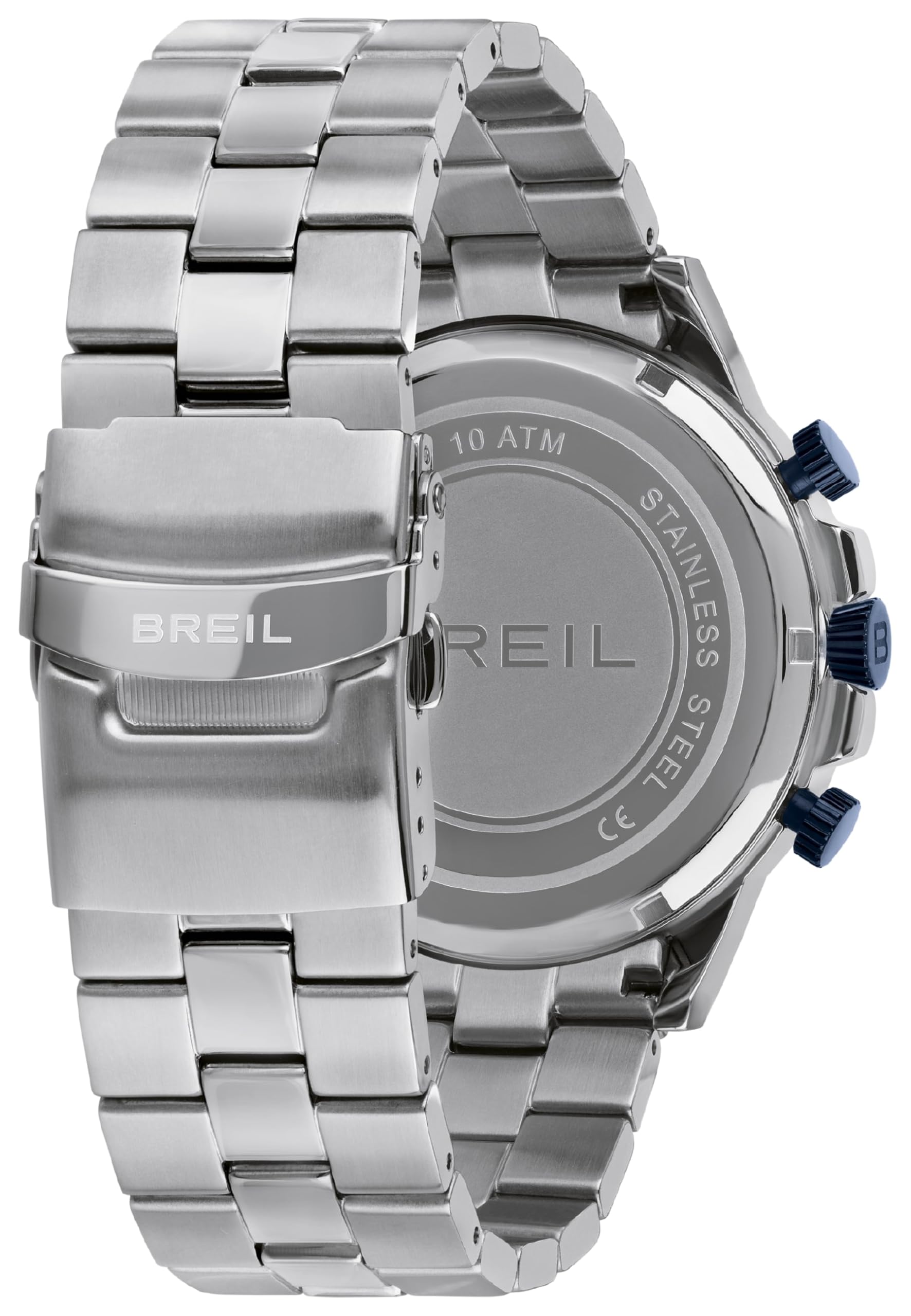 BREIL Reloj Hombre, Brazalete de Acero, Tela, Caja 46 cm