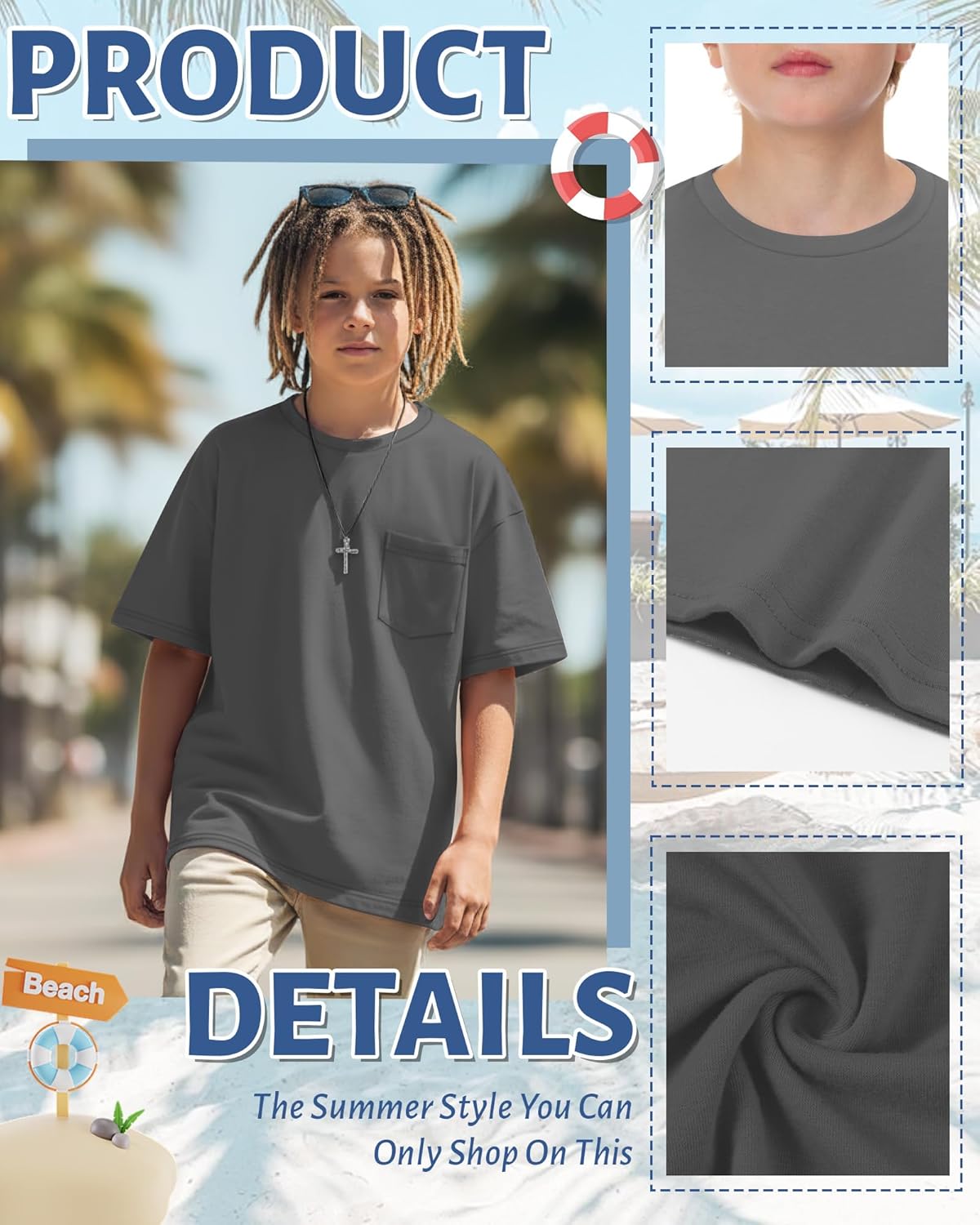 3 Pack Boys T Shirts Kids Oversized Shirts Short Sleeve Crewneck Tees Loose Fit Casual Summer Basic Tops 5-14 Years