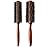 Boar Bristle Round Hair Brush Set with Nylon Pin, Wooden Handle for Straightening Curling Volumizing and Detangling (2 in 1)