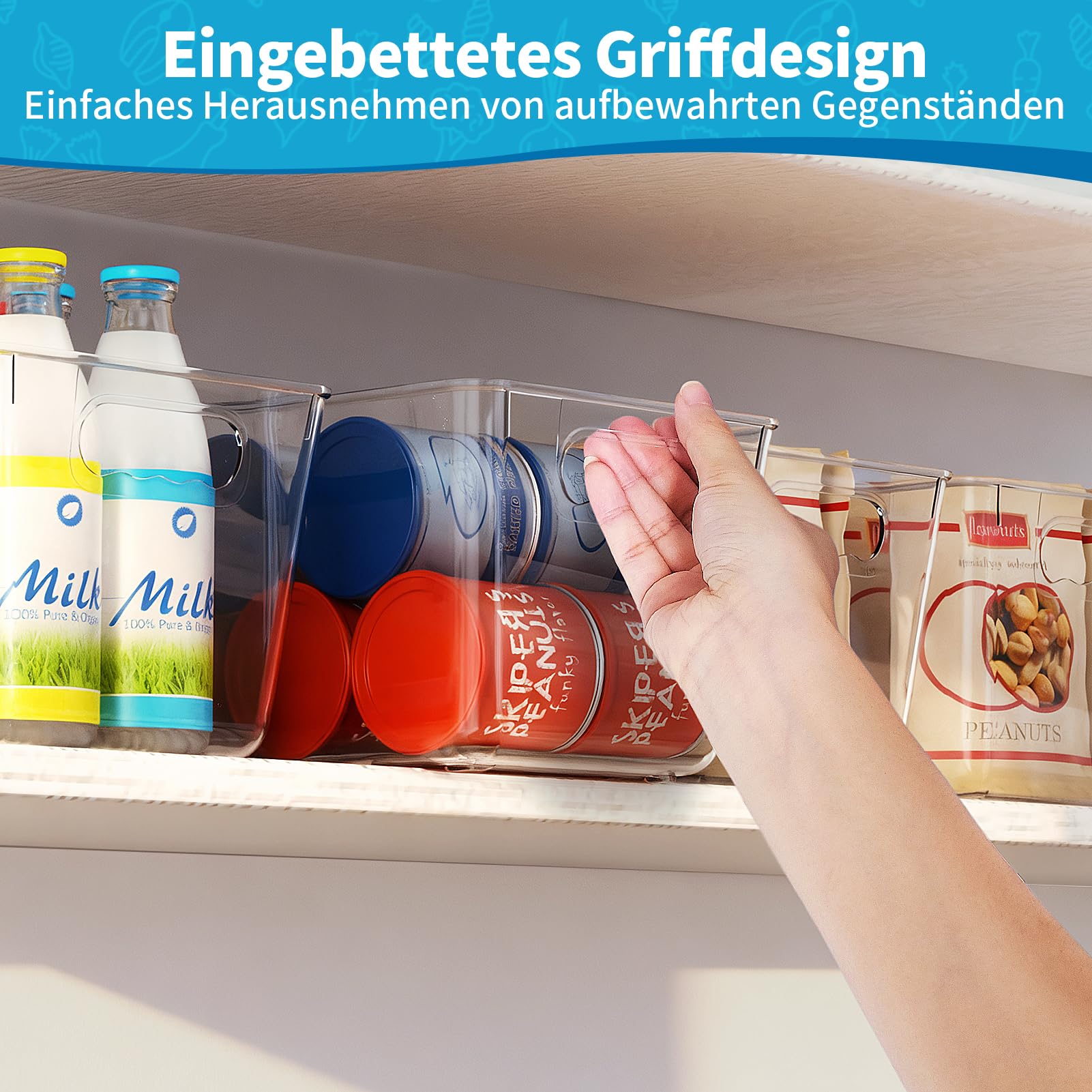 Kühlschrank Organizer Set, Küchen Organizer, Aufbewahrung Boxen für den Einsatz in Kühlschränken, Küchen, Schränken und Schubladen BPA frei (4 Stück, L(30x20x15CM))