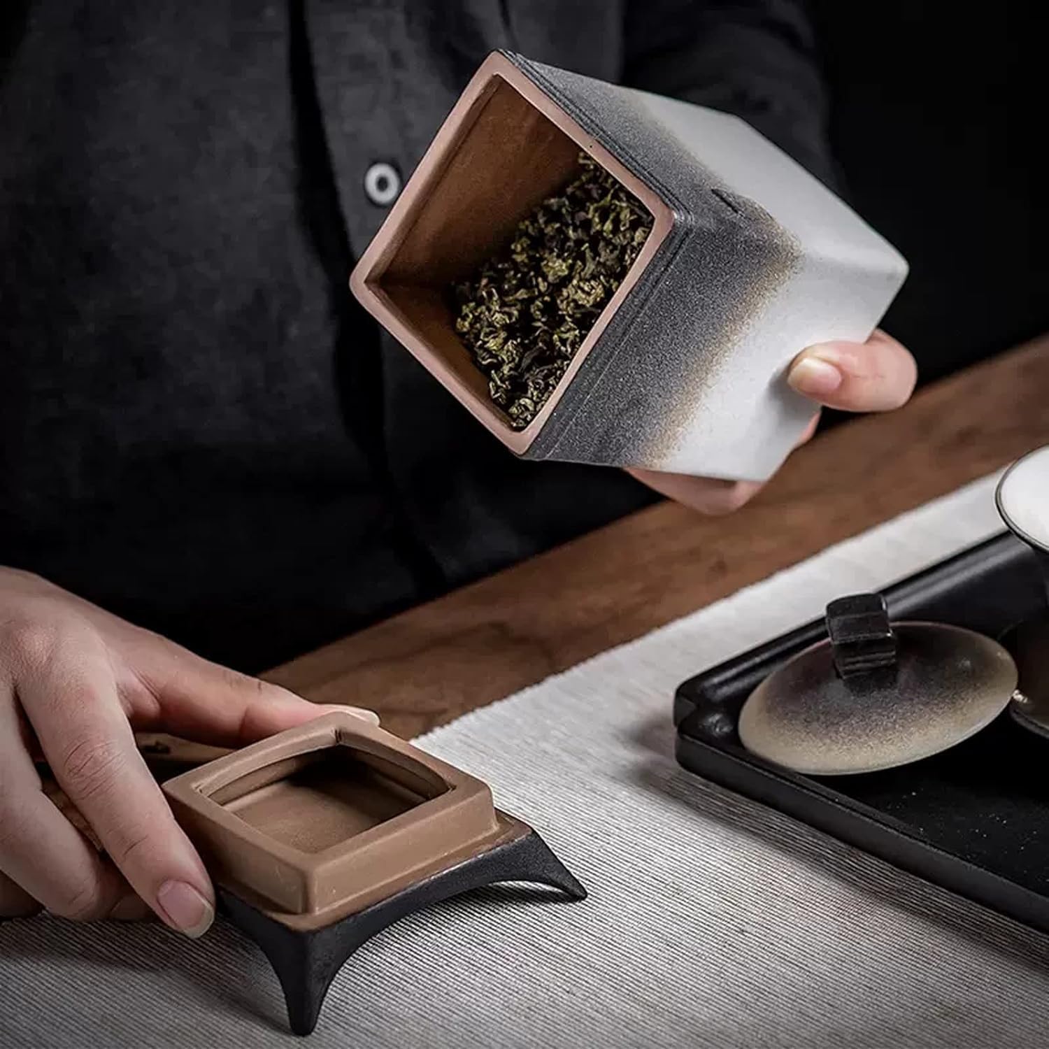 Vorratsdose Teedose im japanischen Stil, kreatives Kung-Fu-Teeset aus mattierter Keramik, Vorratsdose für Tee/Kaffee/Kräuter/Zucker/Gewürze/Nüsse Gewürzdose
