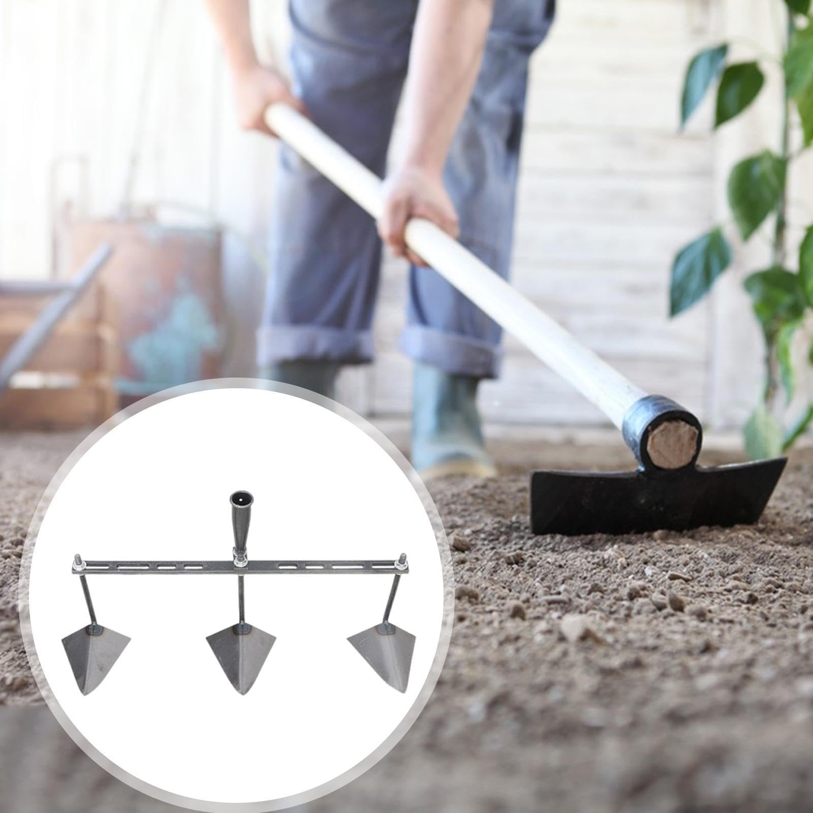 Milageto de jardín con Cabeza Triangular, Manual de Acero para Patio, Herramienta agrícola con espaciado Ajustable para Principiantes, jardineros y, 60cm Tres Cabezas
