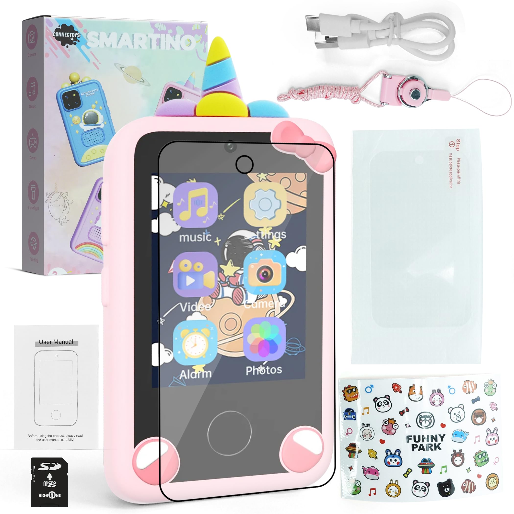 Telefono portatile per bambini – Smartphone giocattolo per bambini – fotocamera per bambini – regalo 3 – 9 anni – 20 giochi educativo-libro audio-musica MP3 in francese-bambino con programma