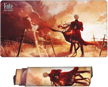 Anime Rin Tohsaka Fate Office Gaming Mouse Pad,Large Gaming Mousepad,Home Office Decor Waterproof Non Slip Rubber Stitched Edges Keyboard Extended Mat 16x29.5in