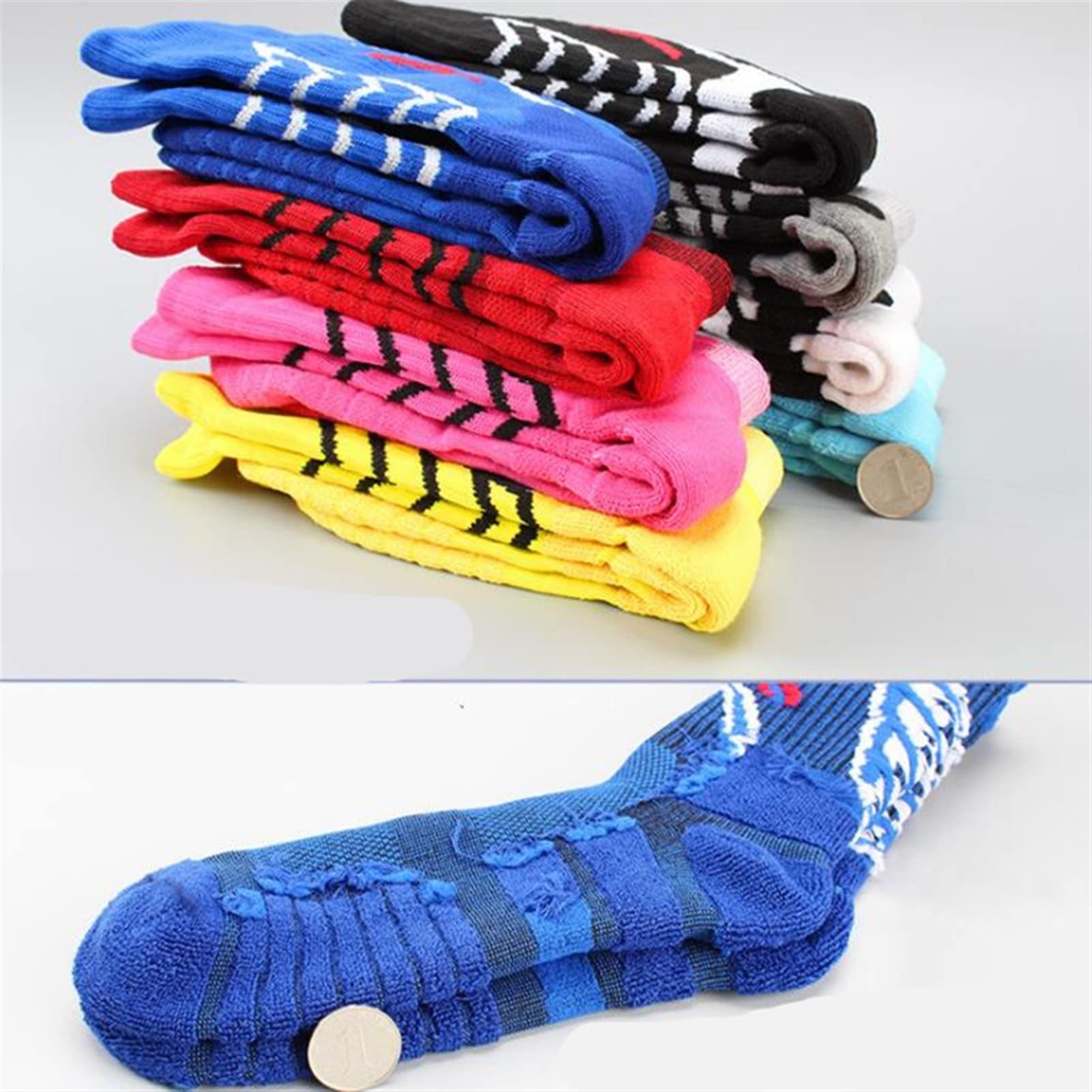Calcetines de Baloncesto for Hombre Calcetines de Ciclismo de Tubo Medio Grueso Toalla de Fondo en el Exterior Running Calcetines Deportivos (3 Pares) Calcetines de Ciclismo