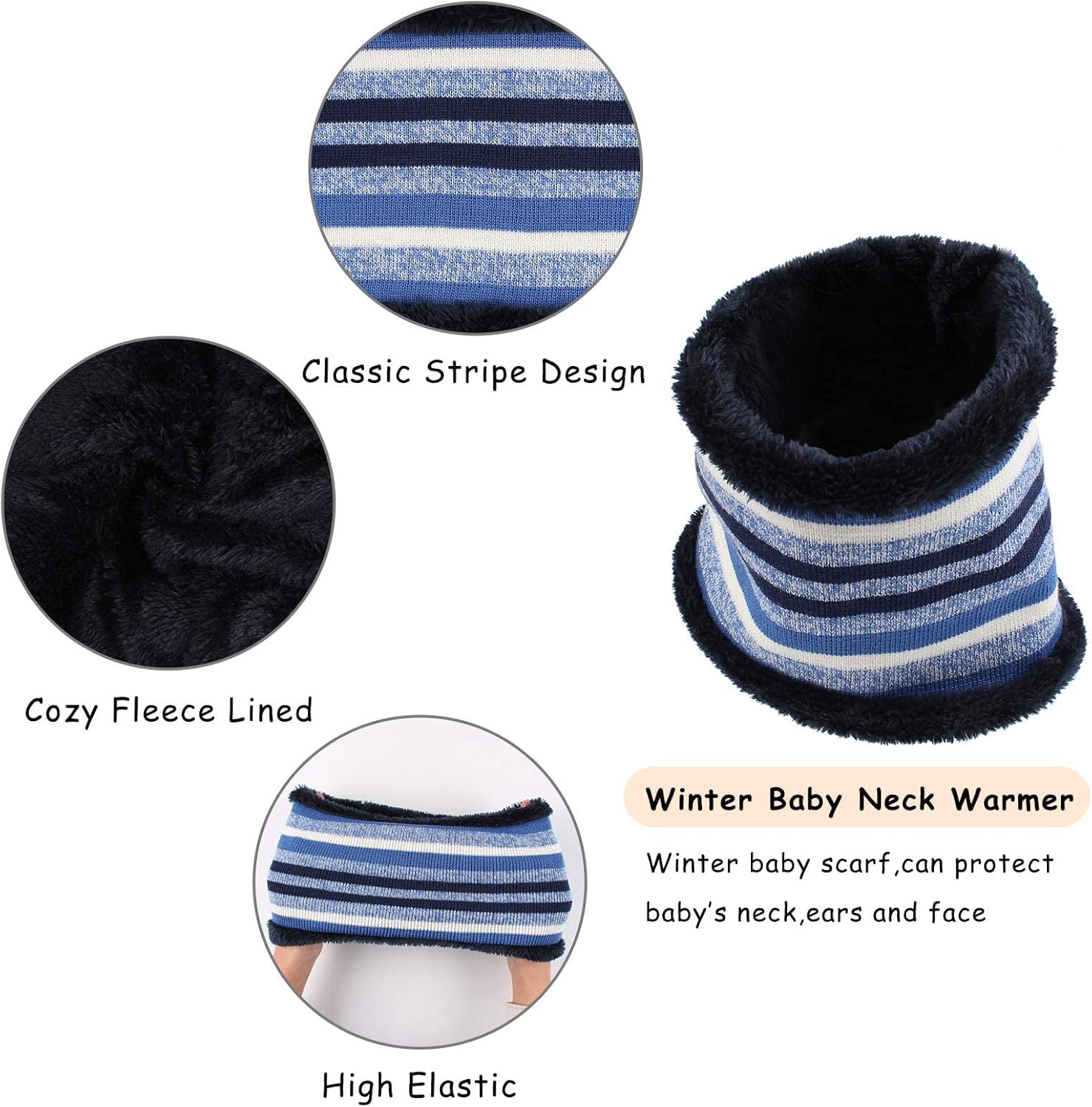 Winter Kids Hat Scarf Glove Set Knit Fleece Lined Beanie Neck Warmer Mittens for Toddler Boys Girls 3-8 Years - Image 3